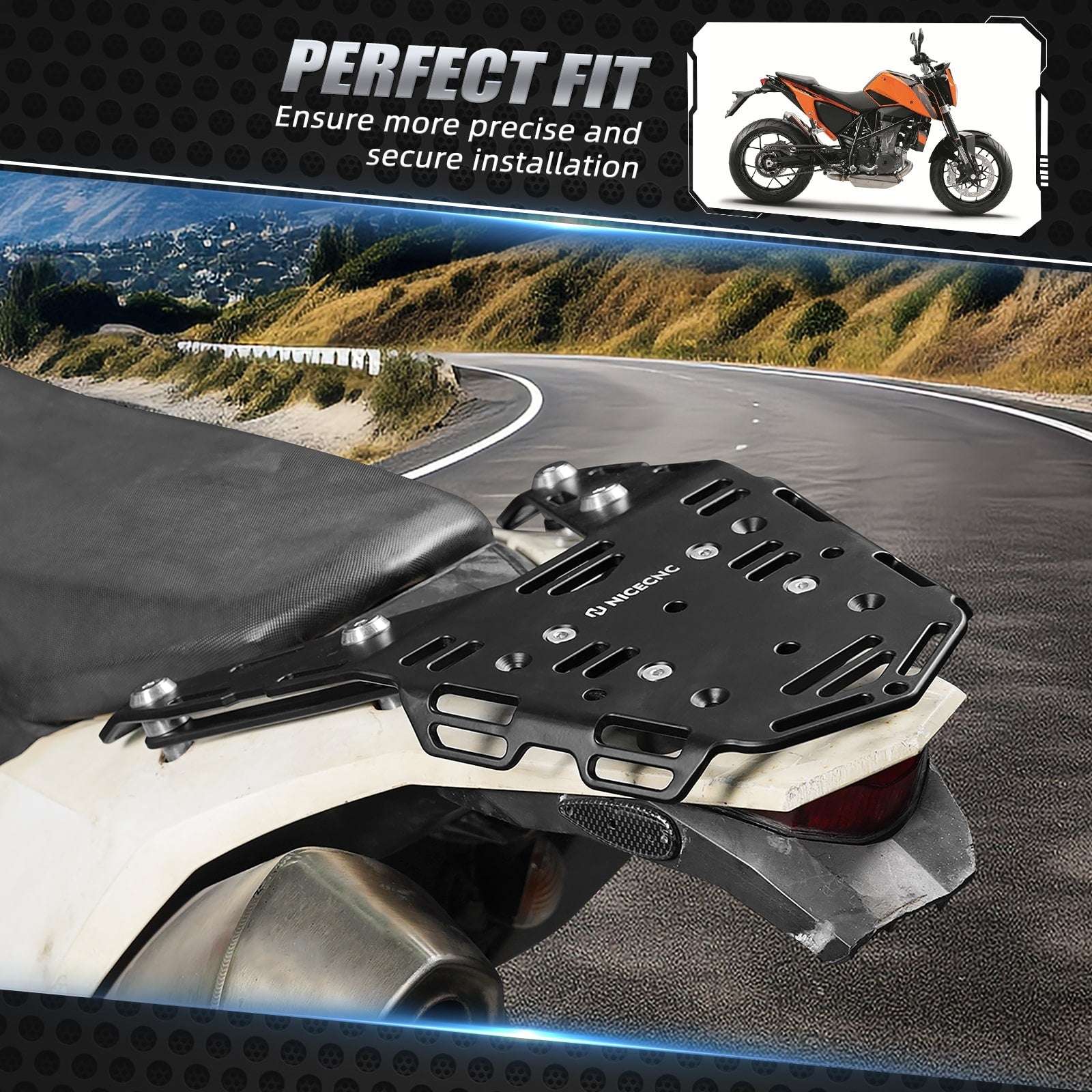 NICECNC Motorrad Gepäckträger hinten Für KTM 690 Enduro R 2008-2018 Aluminum