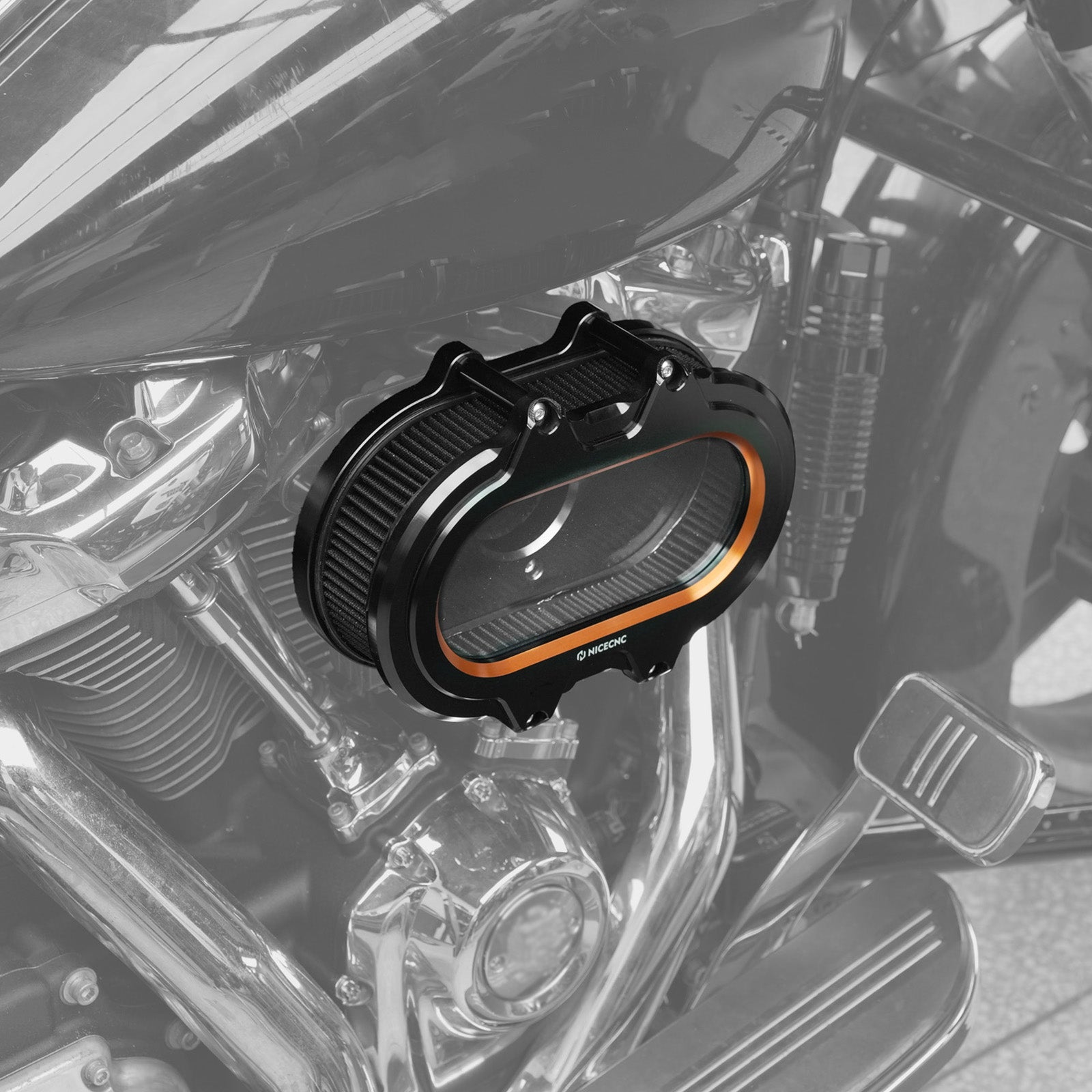 M8 Transparenter Luftfilter-Ansaugfilter-Kit für Harley Road King Electra Street Glide