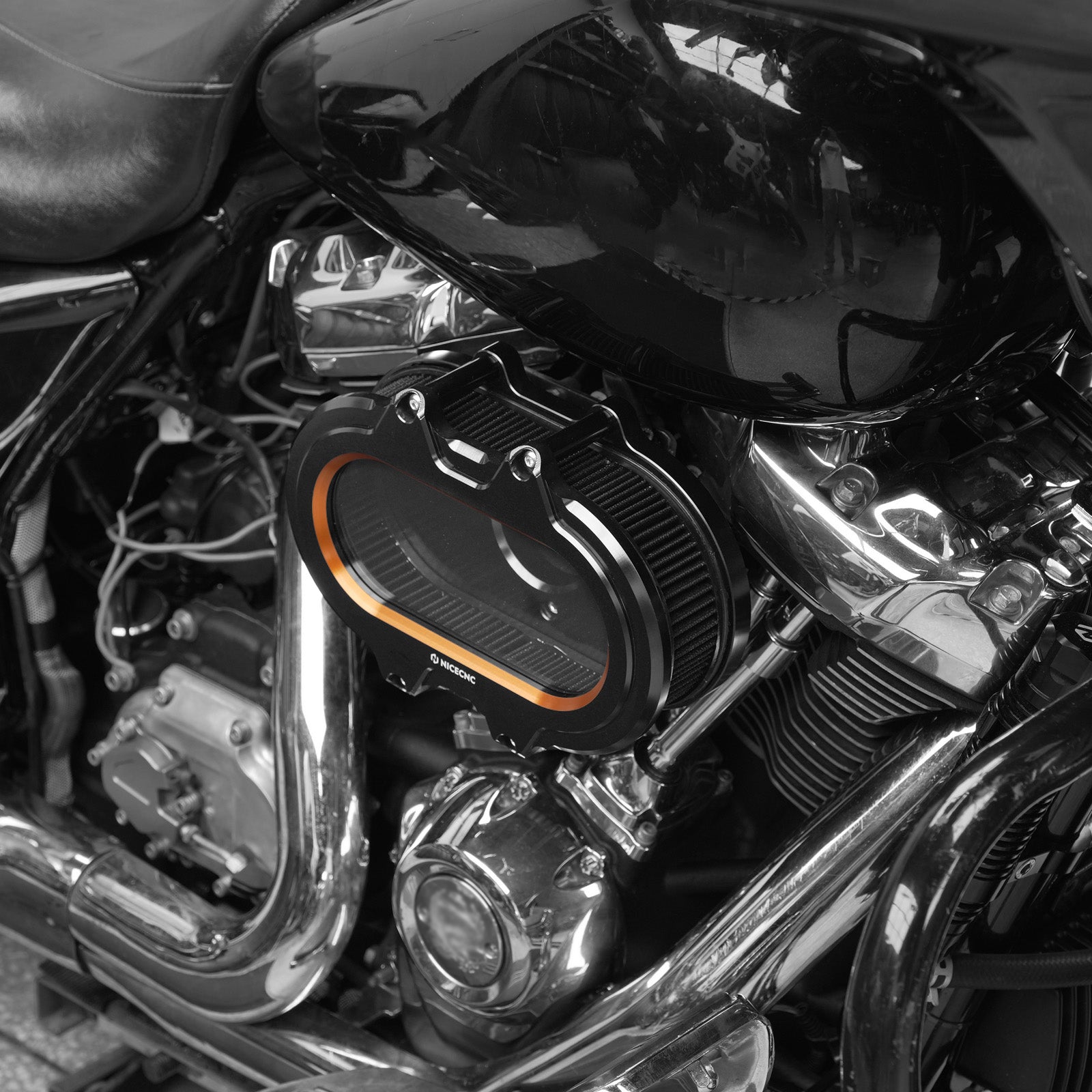 M8 Transparenter Luftfilter-Ansaugfilter-Kit für Harley Road King Electra Street Glide