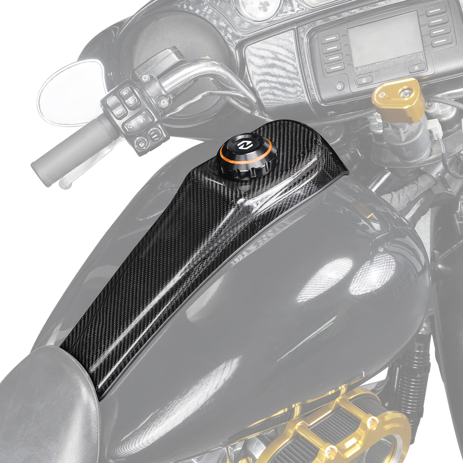 Tankdeckel mit Carbon-Dashboard-Einsatz für Harley Street Glide Road Glide Electra Glide