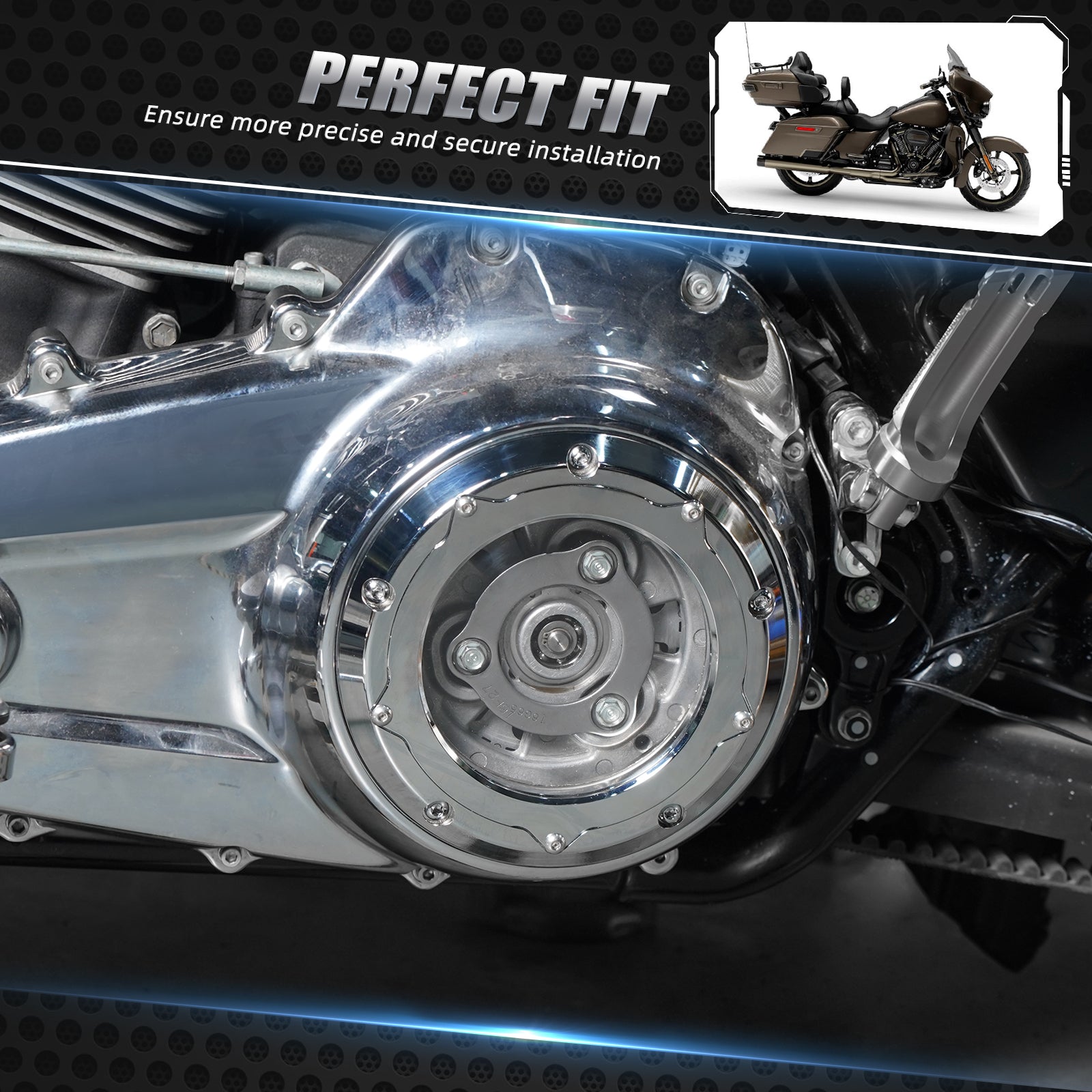 Transparente M8 Primäre Derby Kupplungsabdeckung für Harley Road King Street Glide Ultra Limited
