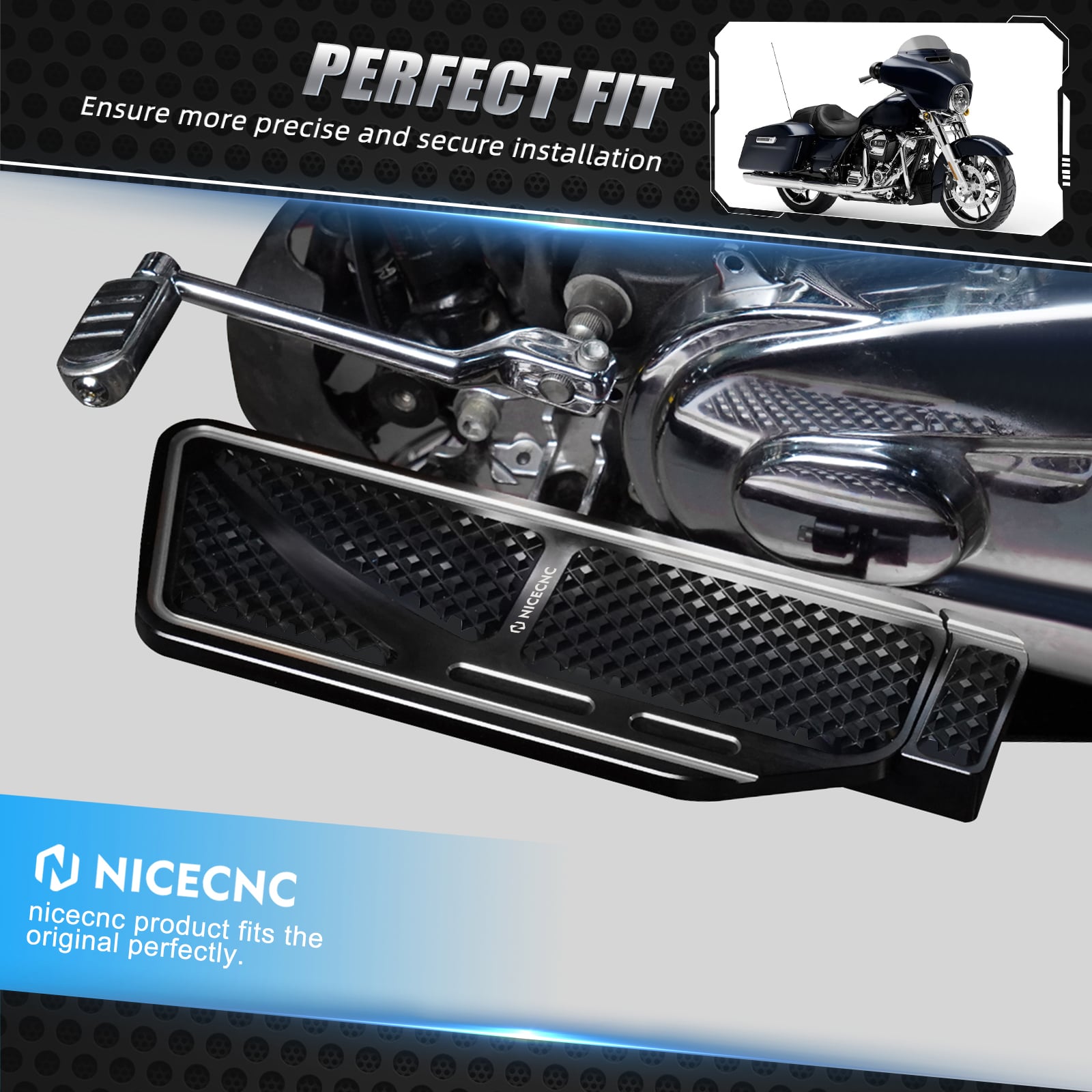 Vergrößerte Fahrereinsatz-Fußbretter Dielen für Harley Road King Street Glide Ultra Limited