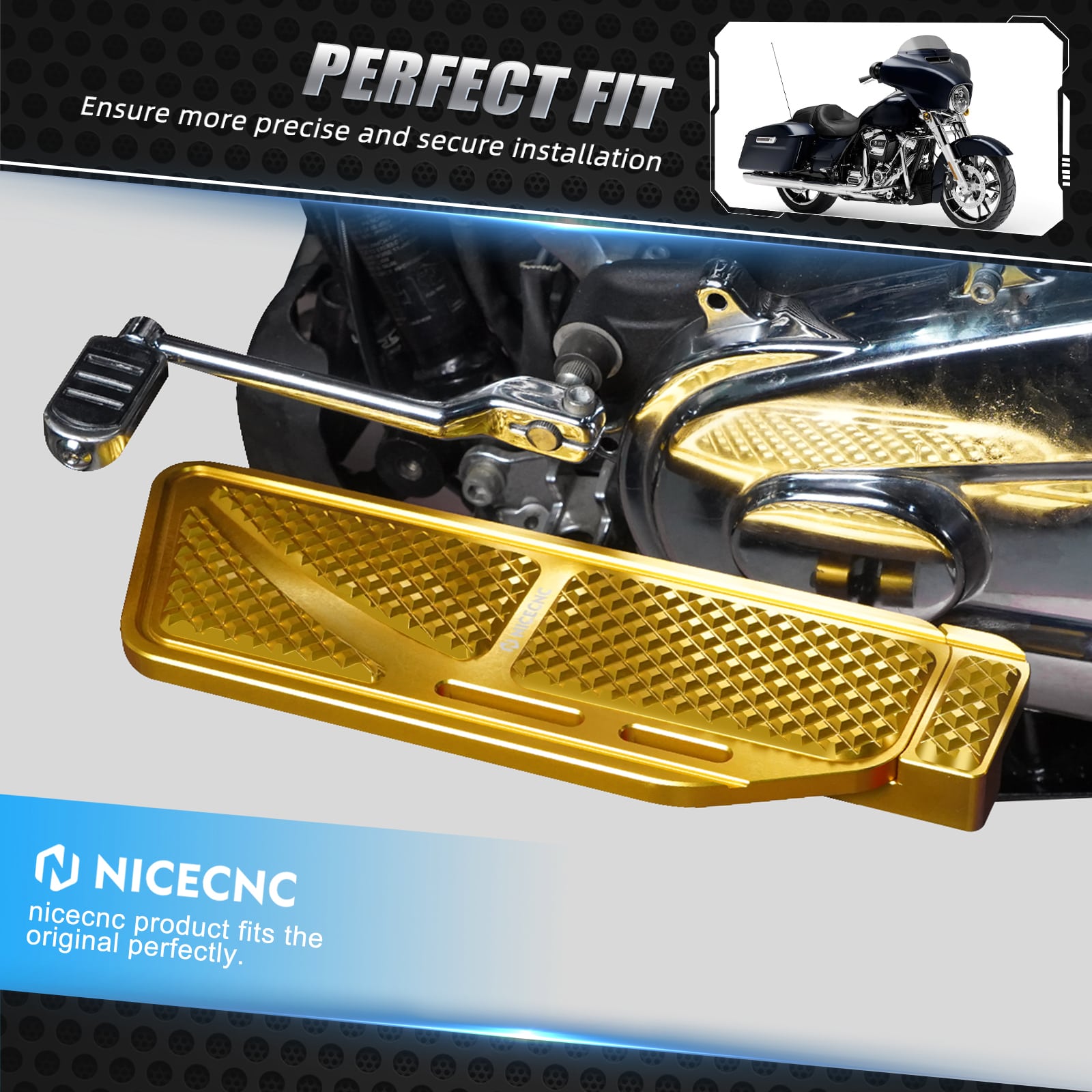 Vergrößerte Fahrereinsatz-Fußbretter Dielen für Harley Road King Street Glide Ultra Limited