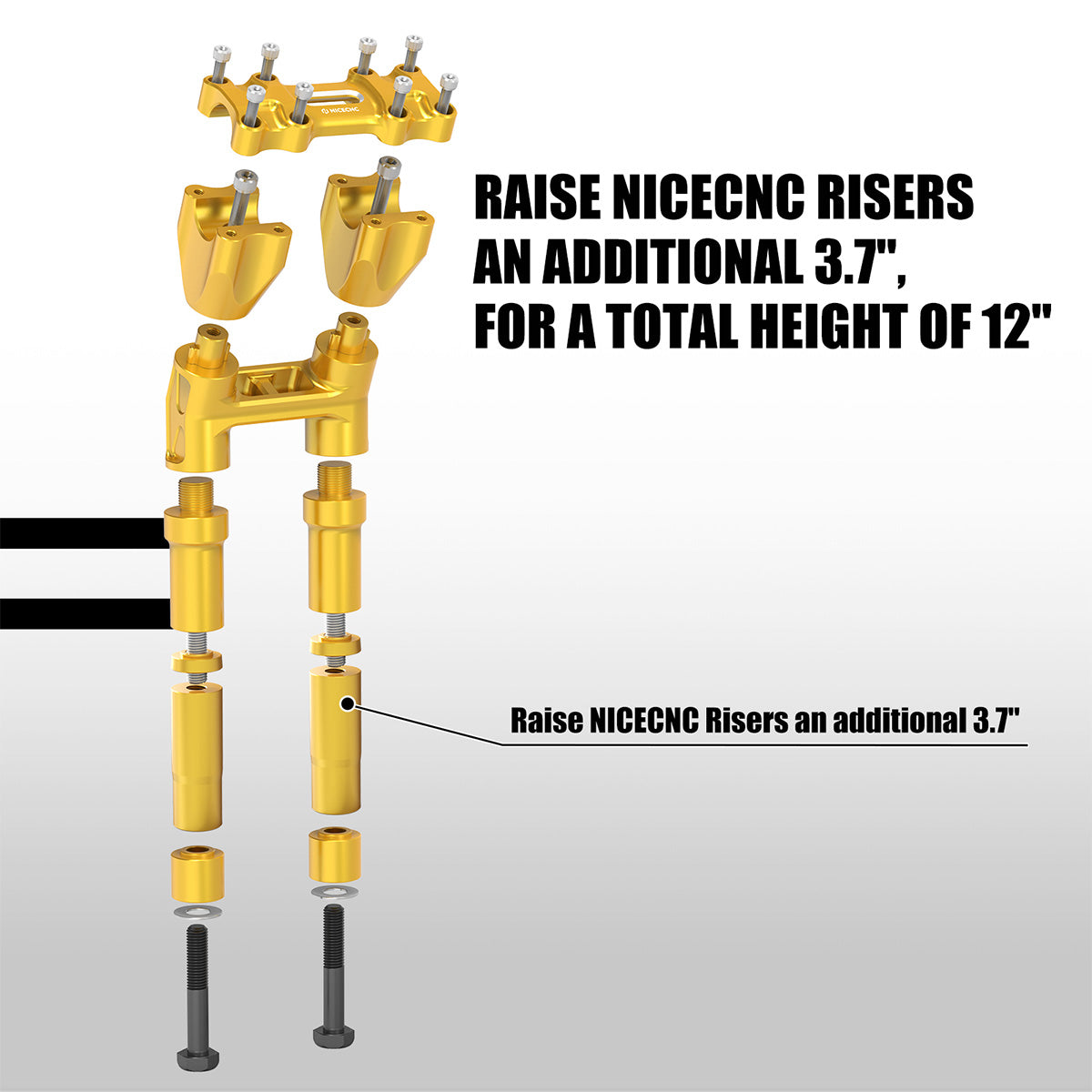 Modulare Kickback-Lenkererhöhungen nach hinten für Harley 1-1/8" Fat Bar