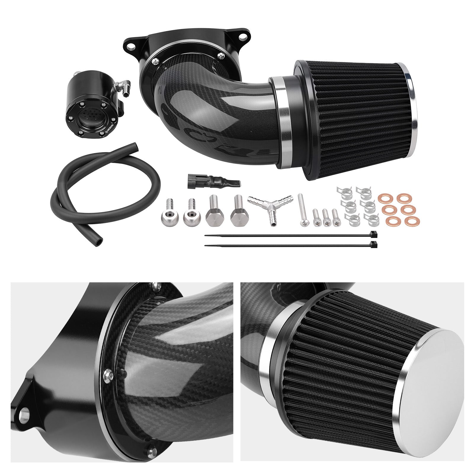 High-Flow Luftfilter mit externem Entlüftungs-Kit für Harley Dyna Street Fat Bob Super Wide Glide Low Rider