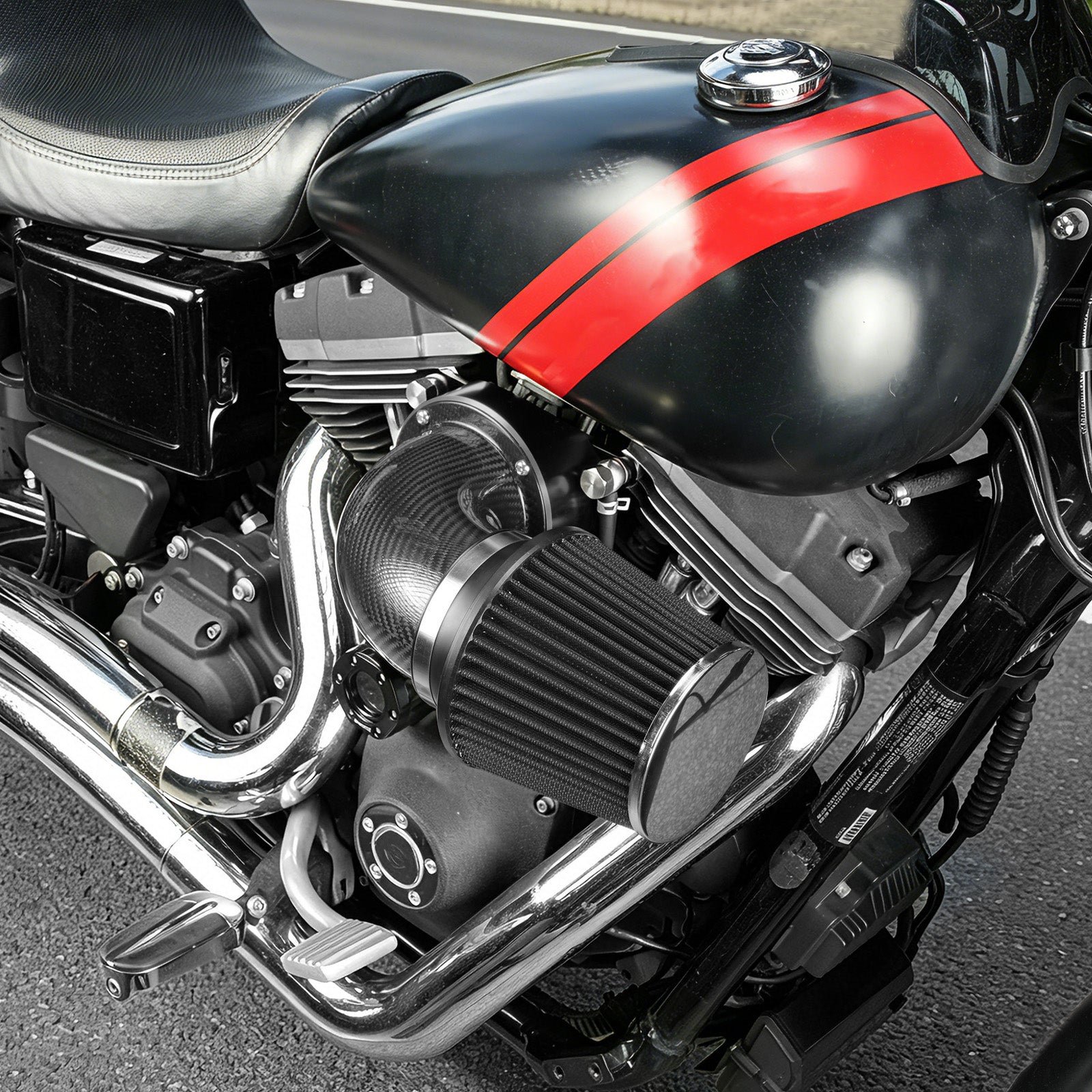 High-Flow Luftfilter mit externem Entlüftungs-Kit für Harley Dyna Street Fat Bob Super Wide Glide Low Rider