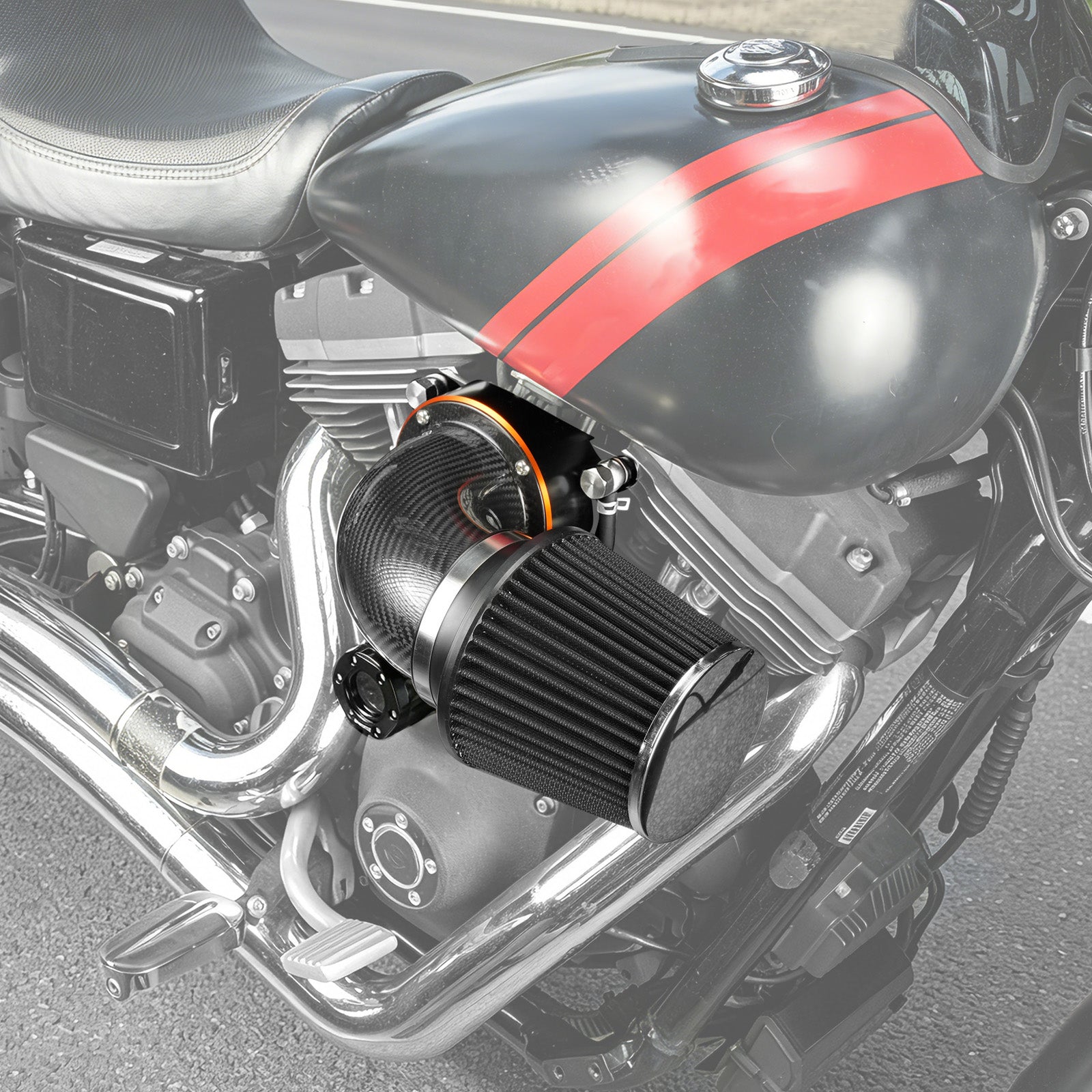 High-Flow Luftfilter mit externem Entlüftungs-Kit für Harley Dyna Street Fat Bob Super Wide Glide Low Rider