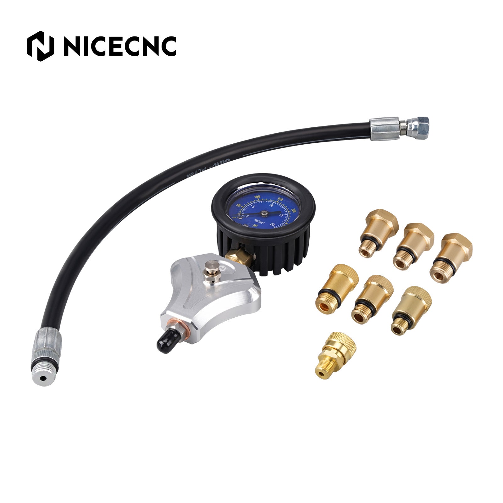 Motor-Kompressionstester mit 10, 12 und 14 mm Adaptern für Motorrad und ATV