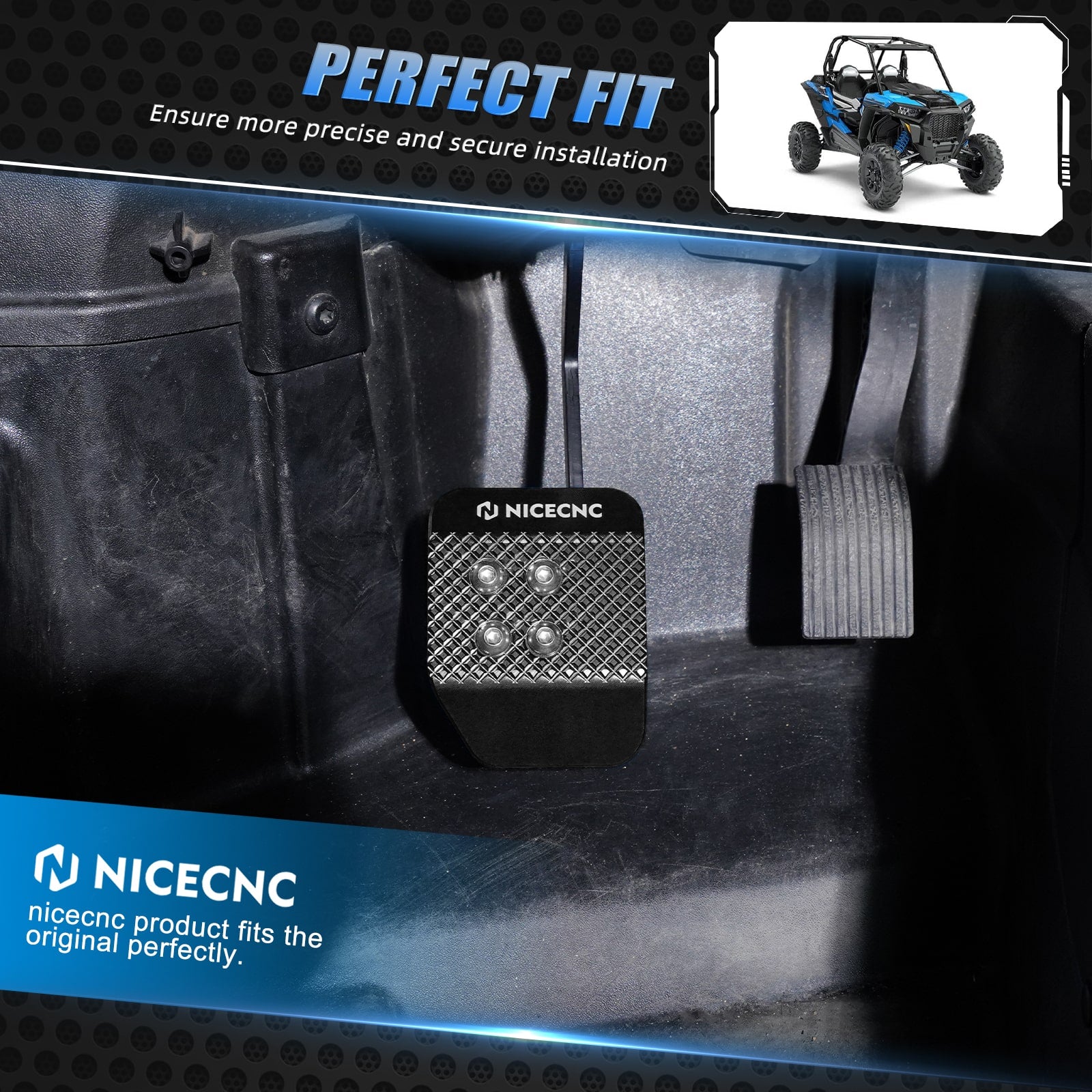 UTV Bremspedal-Verlängerungsset für Polaris RZR XP 1000/RZR XP 4 Turbo/RZR 900