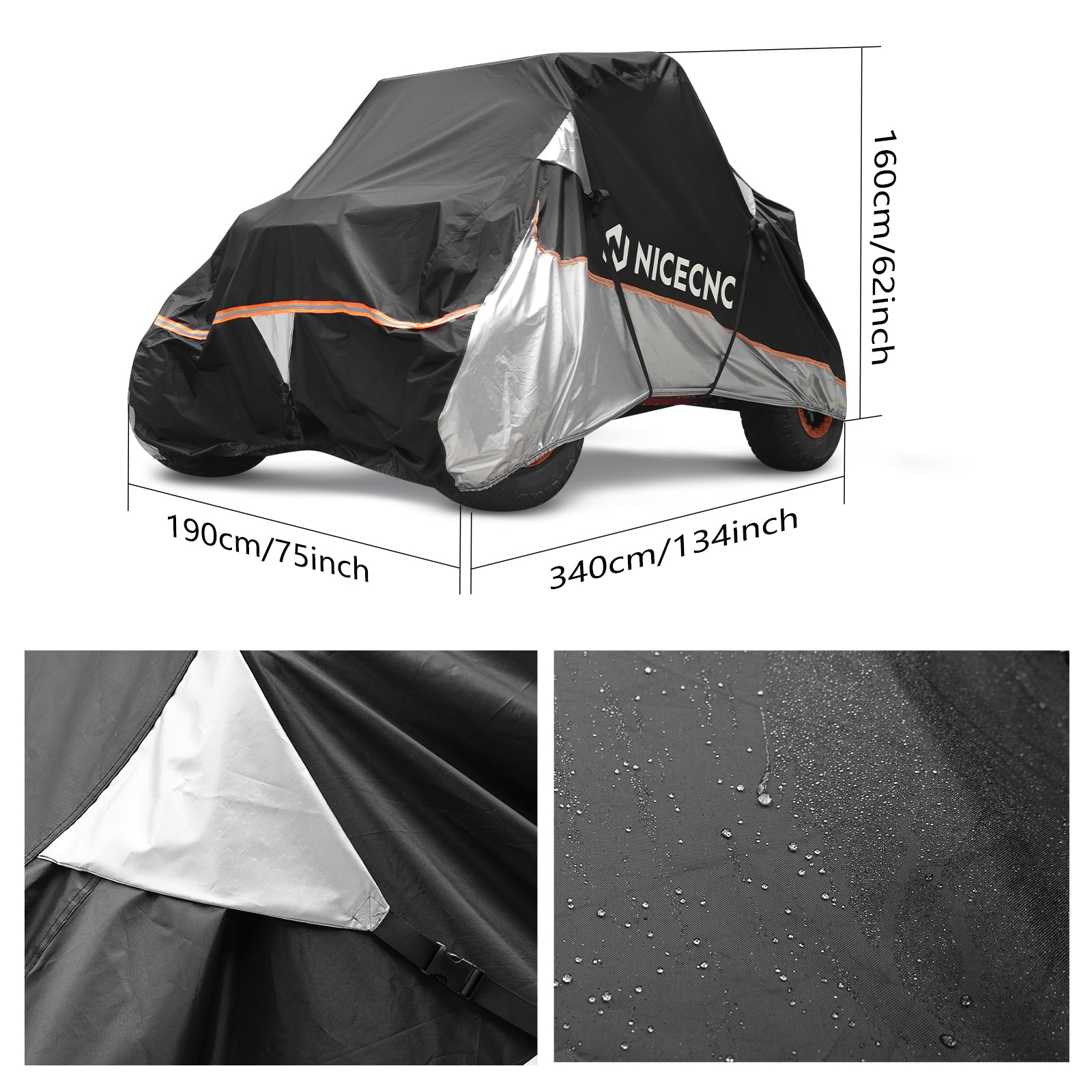 Robuste zweifarbige UTV-Abdeckung für 2-Sitzer Can-Am X3 Kawasaki KRX 1000 Polaris RZR