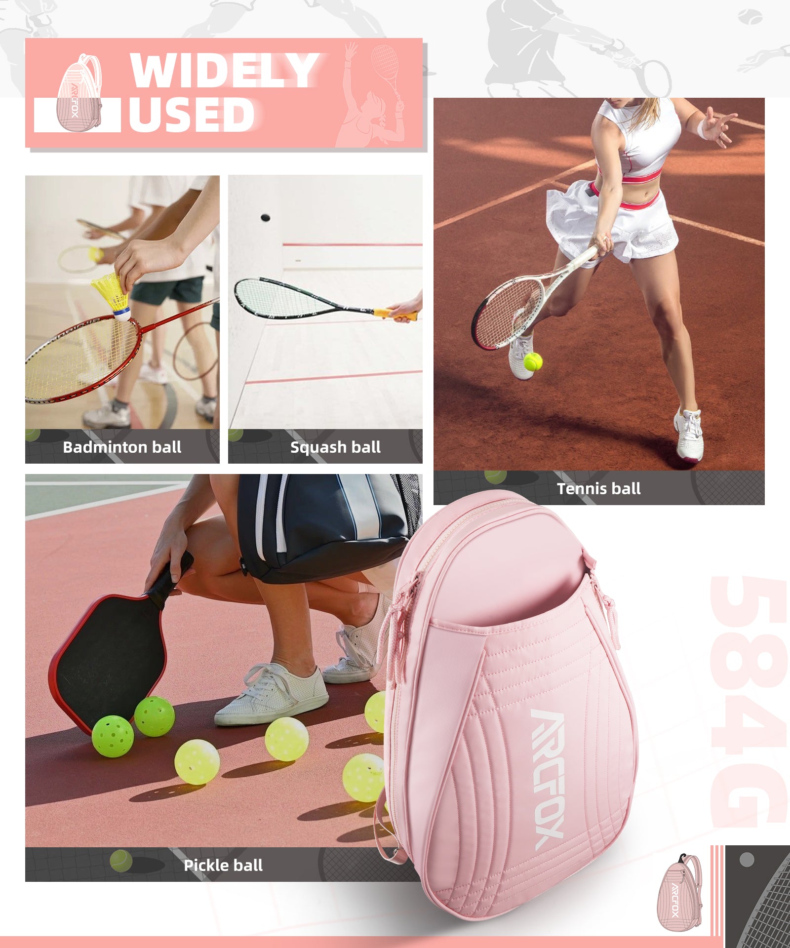 Wasserabweisende Tennistasche Sportrucksack Strapazierfähig mit Schlägerfach