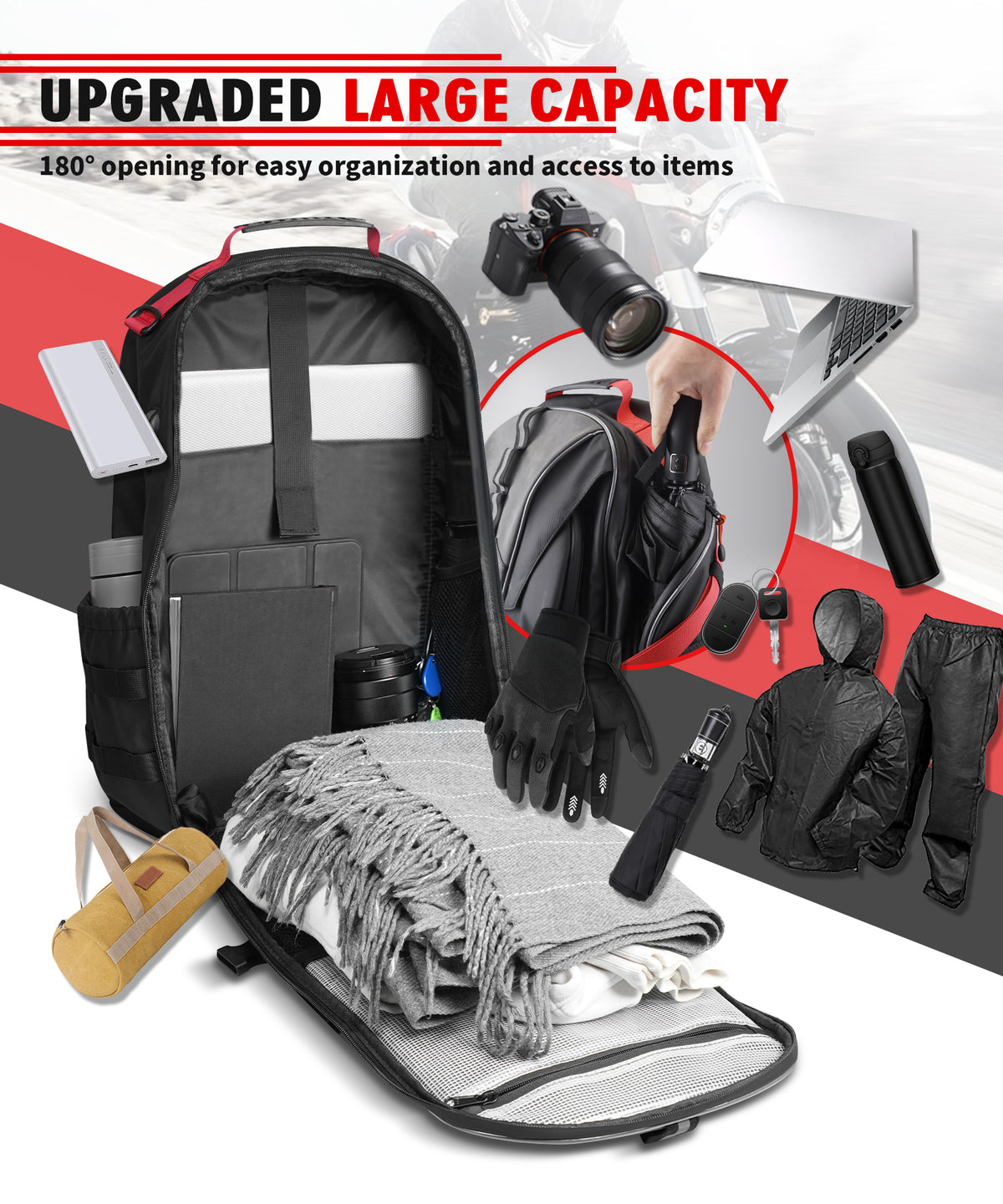 Motorrad Helmtasche Upgrade 35L mit Schuhfach Wandern