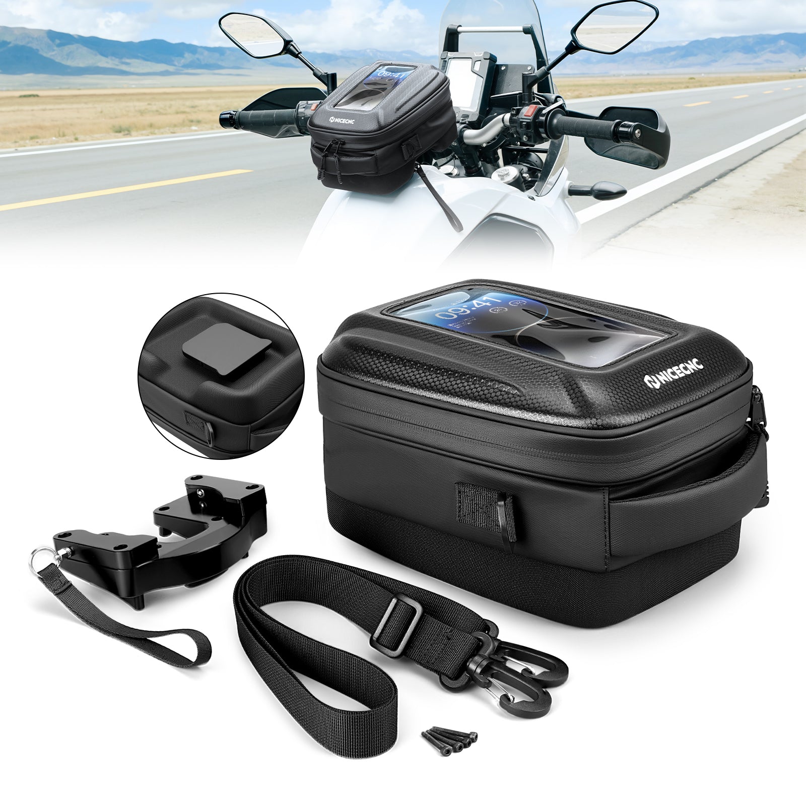 Tankrucksack mit Schnellverschluss und Push-Pull-Schließsystem für Yamaha Tenere 700 2019–2024