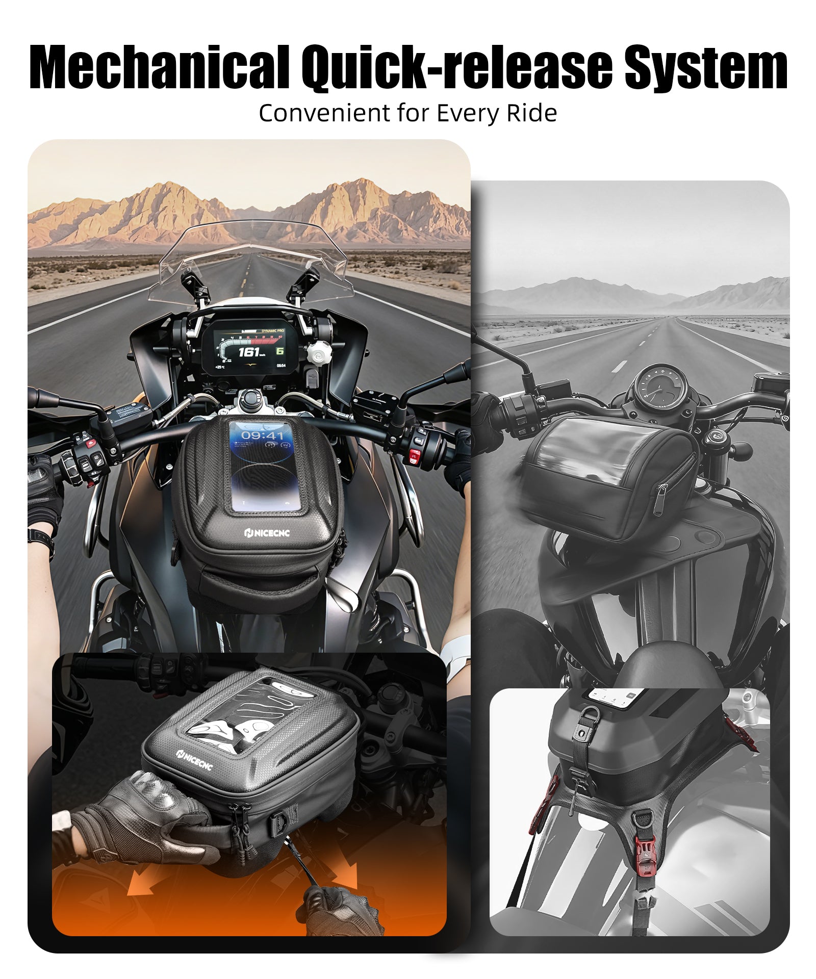 Schnellverschluss Motorrad Tanktasche für BMW R1250GS 2017-2024 – Push-Pull Verriegelung wasserdicht