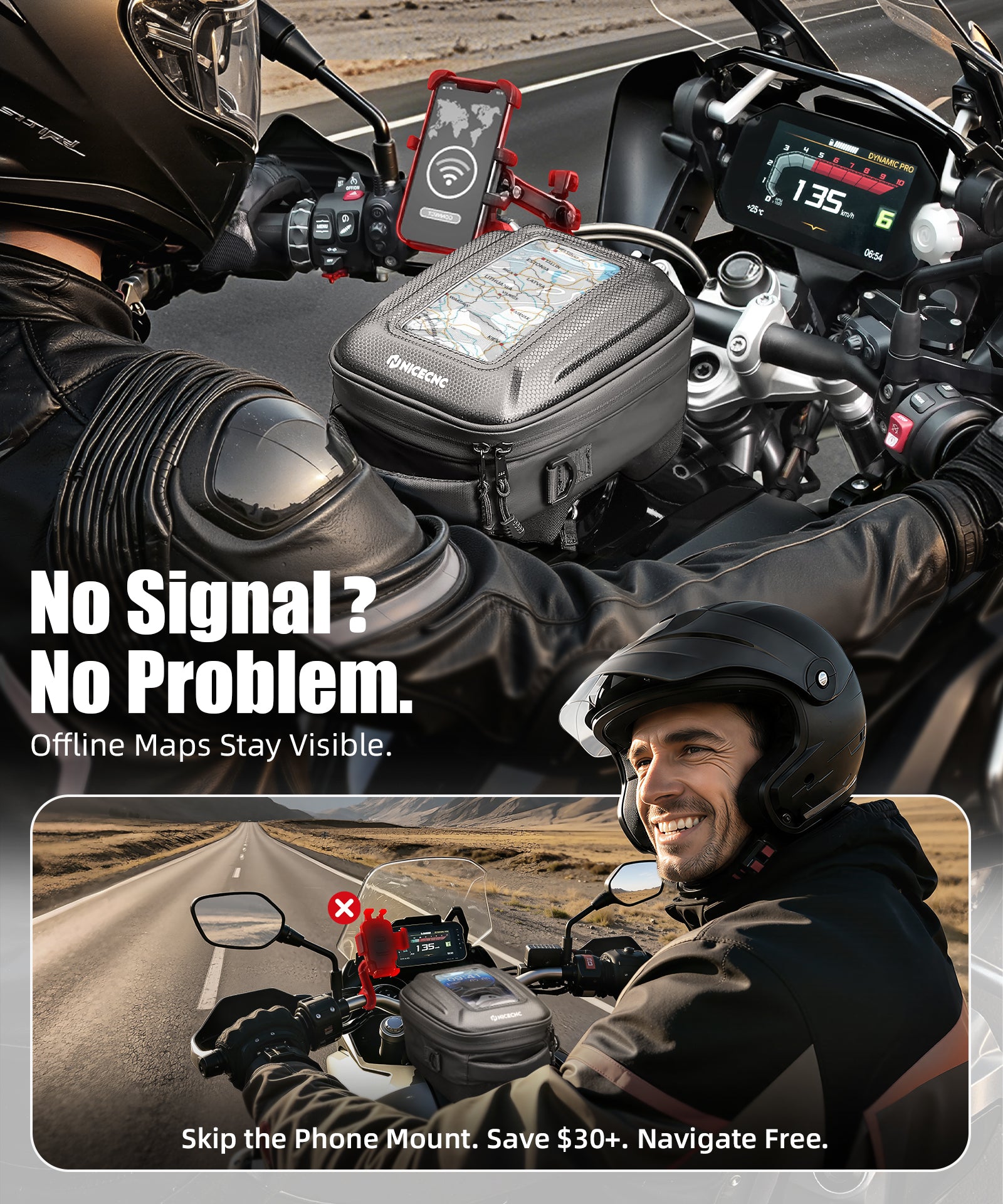 Schnellverschluss Motorrad Tanktasche für BMW R1250GS 2017-2024 – Push-Pull Verriegelung wasserdicht