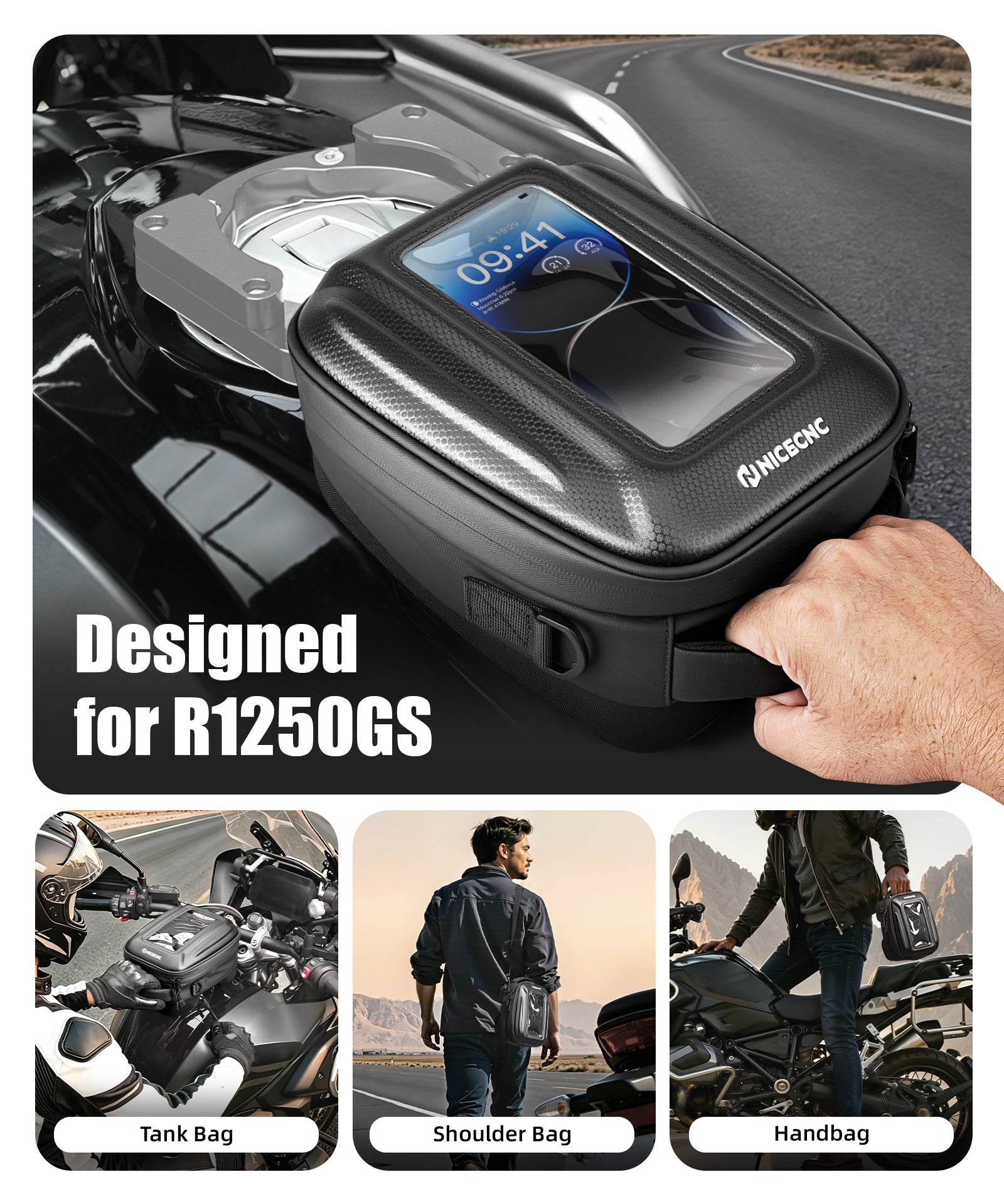 Schnellverschluss Motorrad Tanktasche für BMW R1250GS 2017-2024 – Push-Pull Verriegelung wasserdicht
