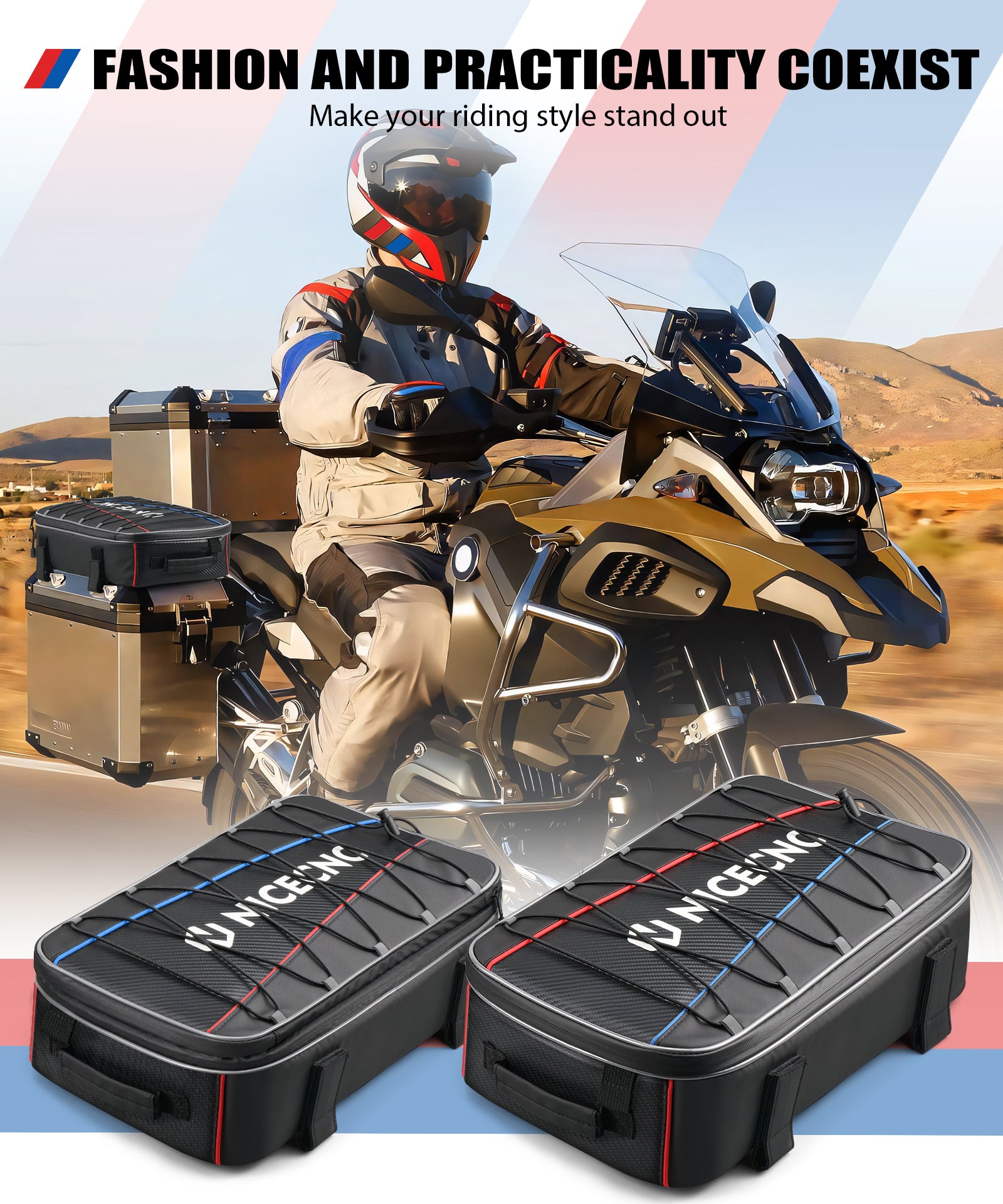 Bolsa para maleta superior de motocicleta 20L expandible para equipaje y herramientas para BMW R1250GS Adv R1200 GS