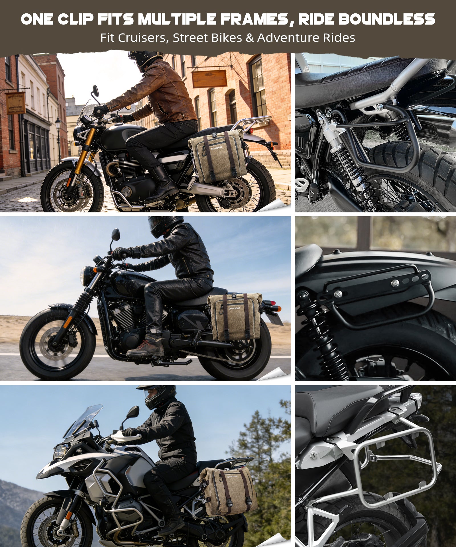 Motorrad-Gepäckträgertasche aus Baumwoll-Canvas, 30 Liter Fassungsvermögen