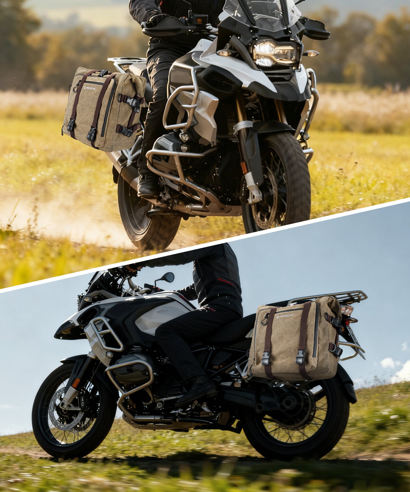 Motorrad-Gepäckträgertasche aus Baumwoll-Canvas, 30 Liter Fassungsvermögen