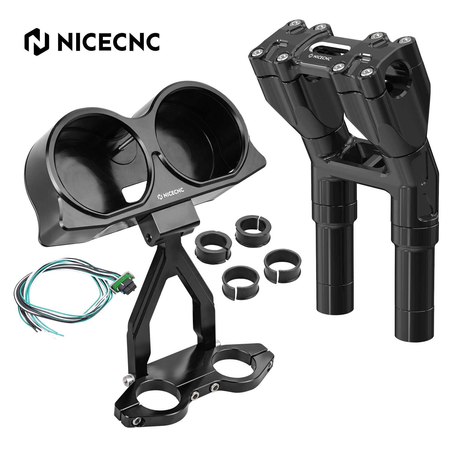 Lenkererhöhungen + Tachoverlegungs-Kit für Harley Road Glide 2015-2023