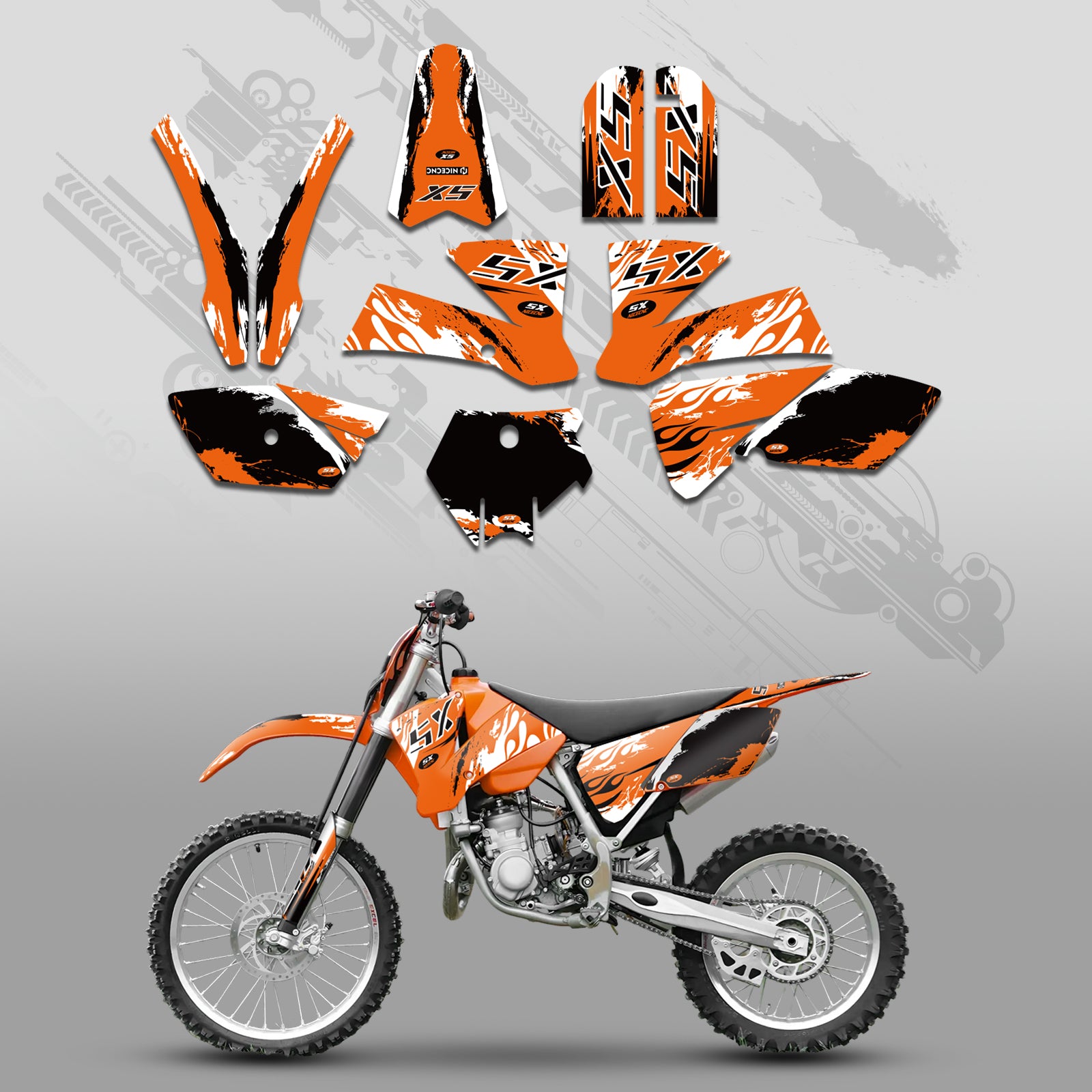 Motorrad Volle Grafiken Decals Aufkleber Set Für KTM SX 85-105 2003-2005