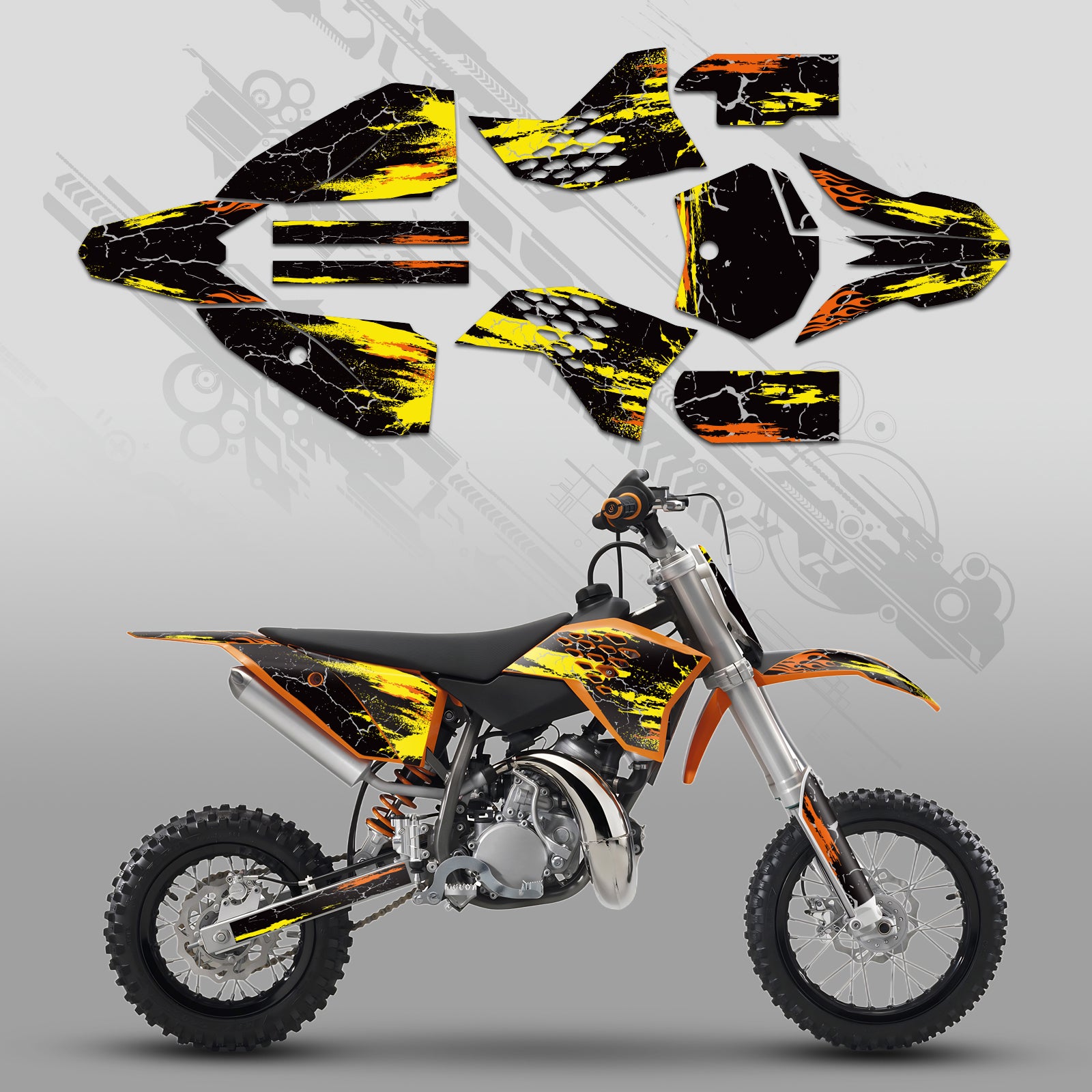 Komplettes Grafik-Aufkleber-Set für KTM SX50 2009–2015
