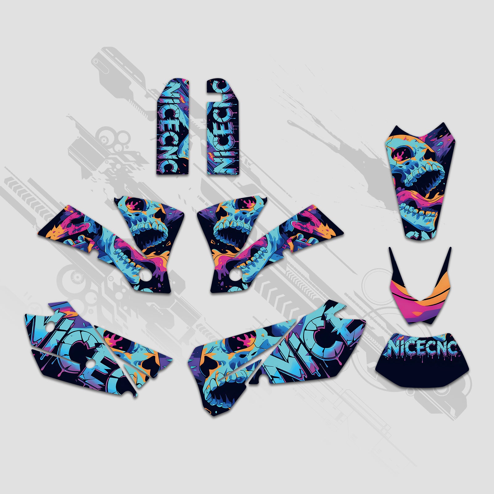 Komplettes Dekor-Set für Offroad-Motorräder der KTM EXC 2004