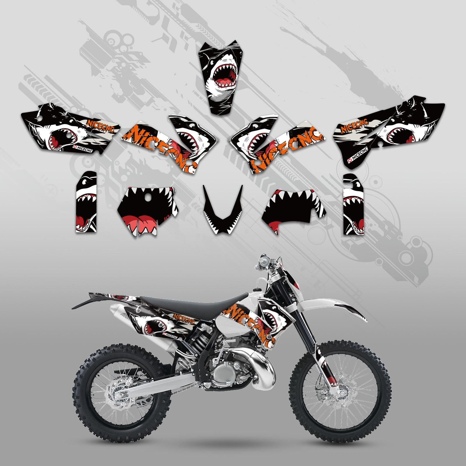 Komplettes Dekor-Set für Offroad-Motorräder der KTM EXC 2005-2007