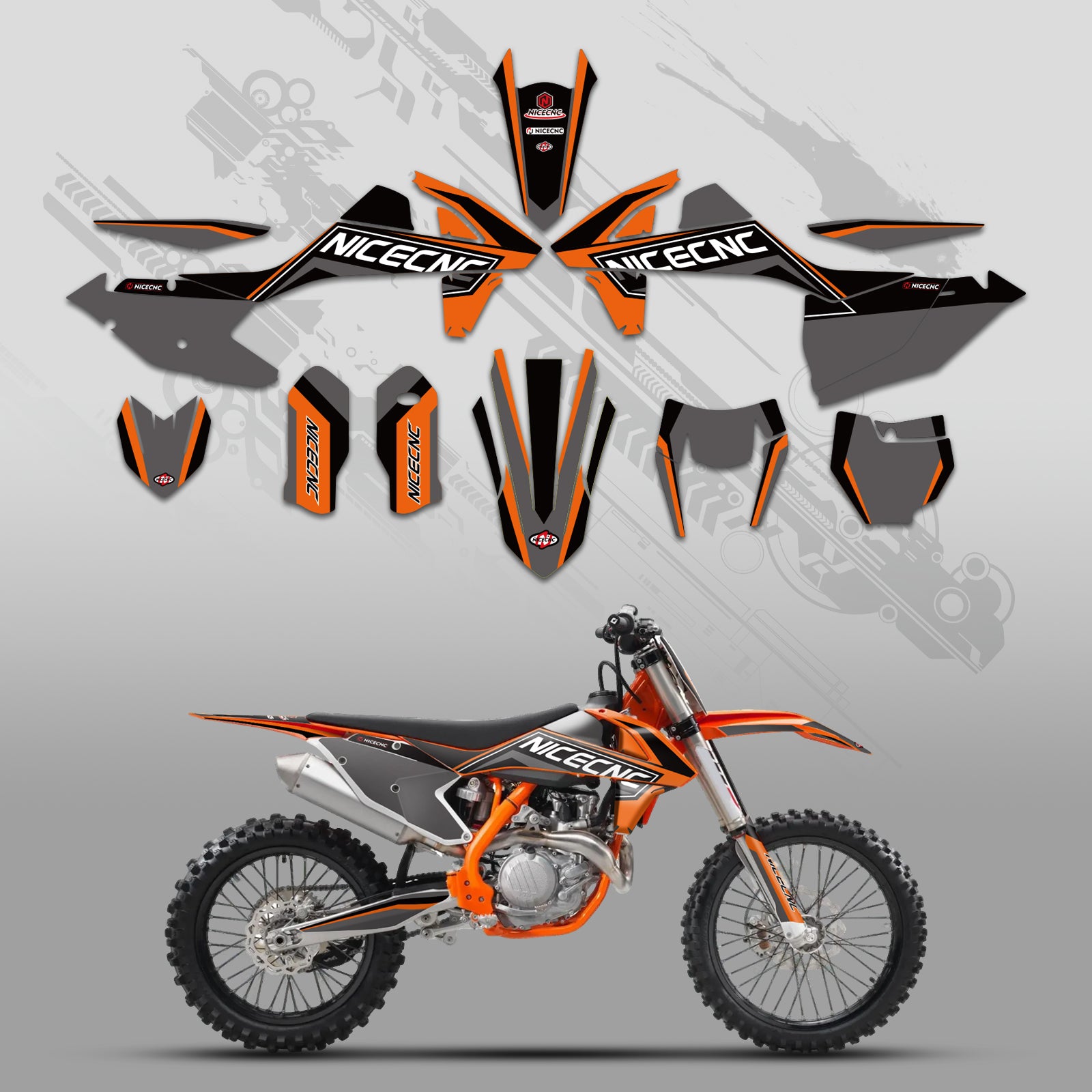 Motorrad-Vollgrafik-Dekor-Aufkleber-Kit für KTM SX SXF 125–450 2016–2018