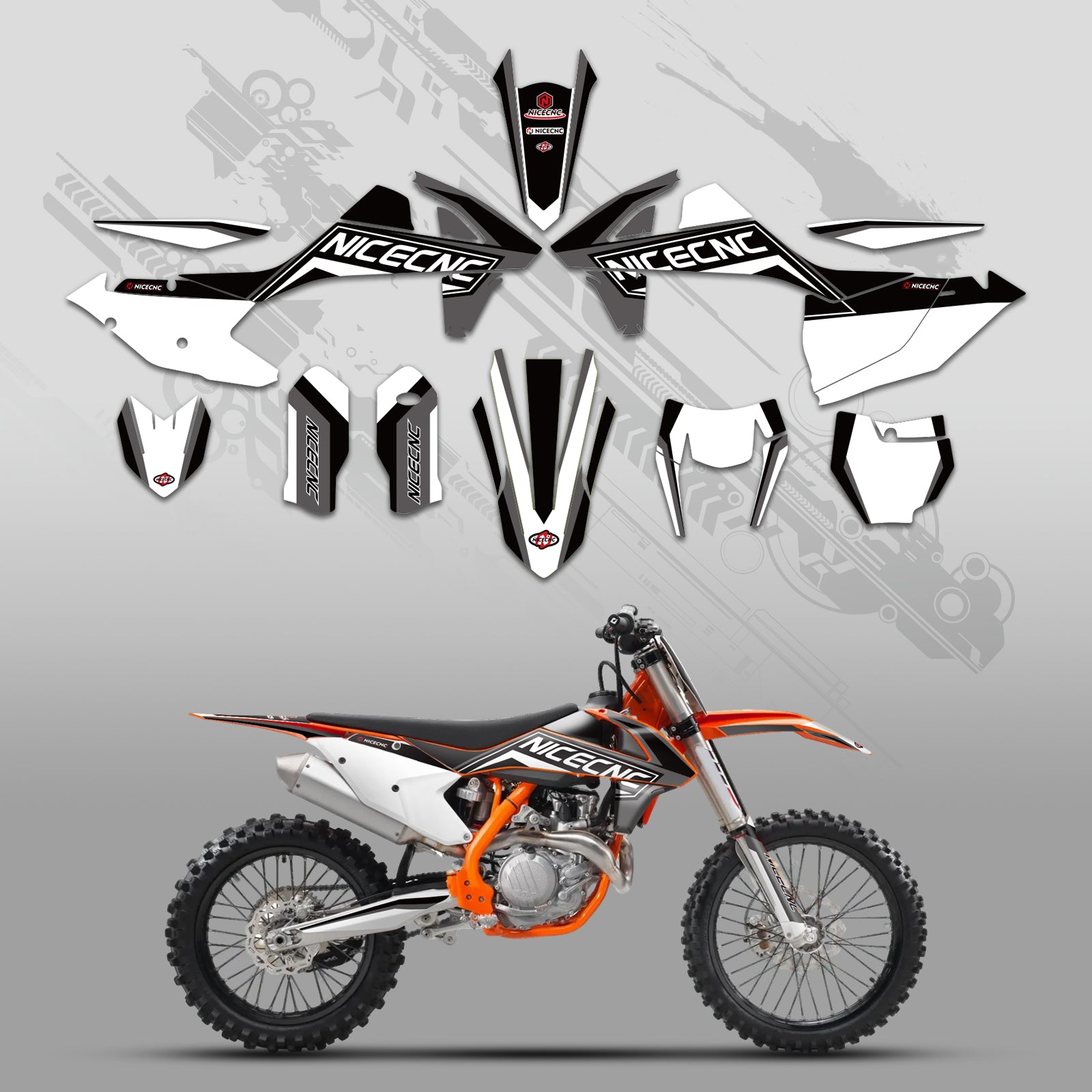 Offroad-Motorrad Vollgrafik-Dekor-Aufkleber-Kit für KTM SX SXF 125–450 (2016–2018)