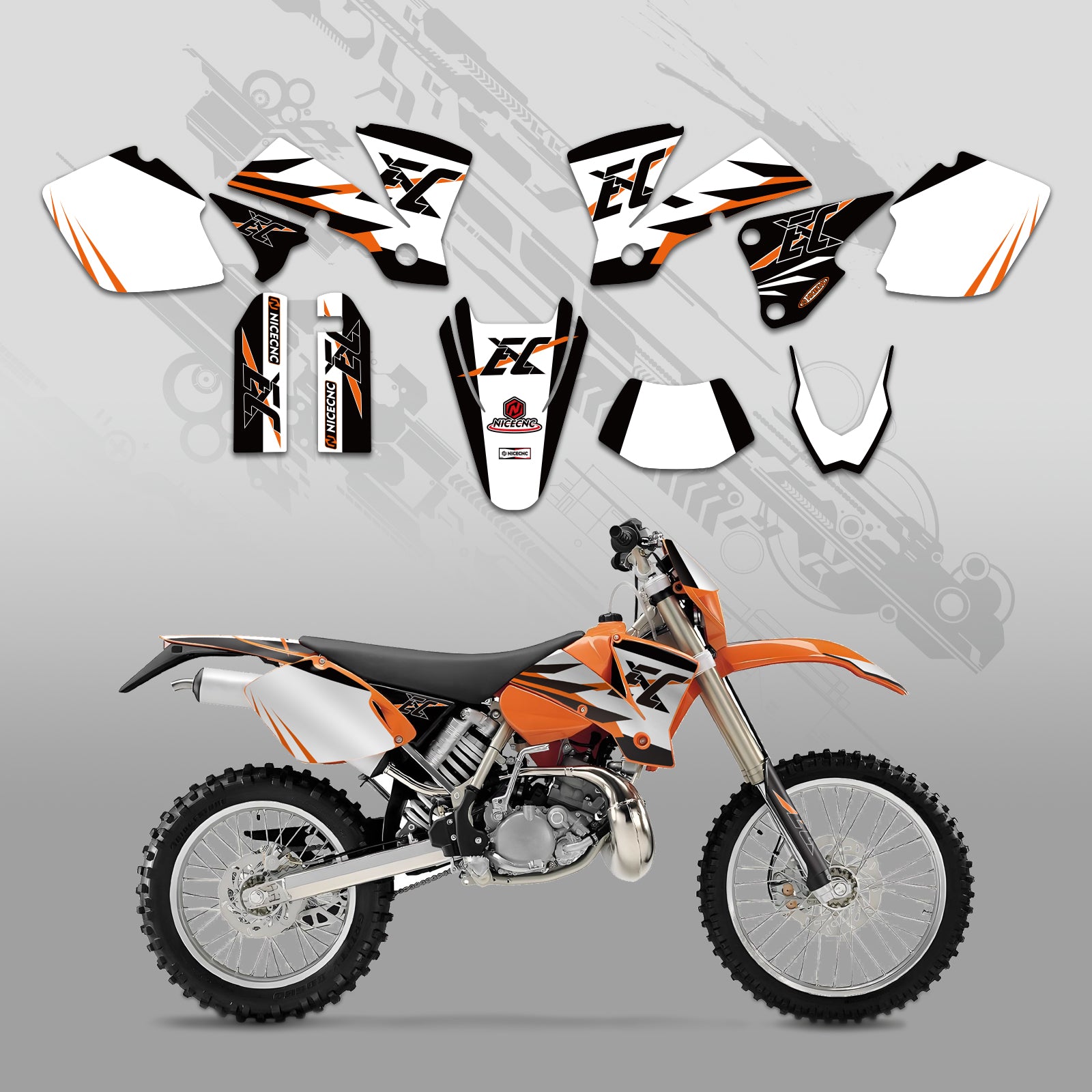 Motorrad-Vollgrafik-Dekor-Aufkleber-Kit für KTM EXC 2003