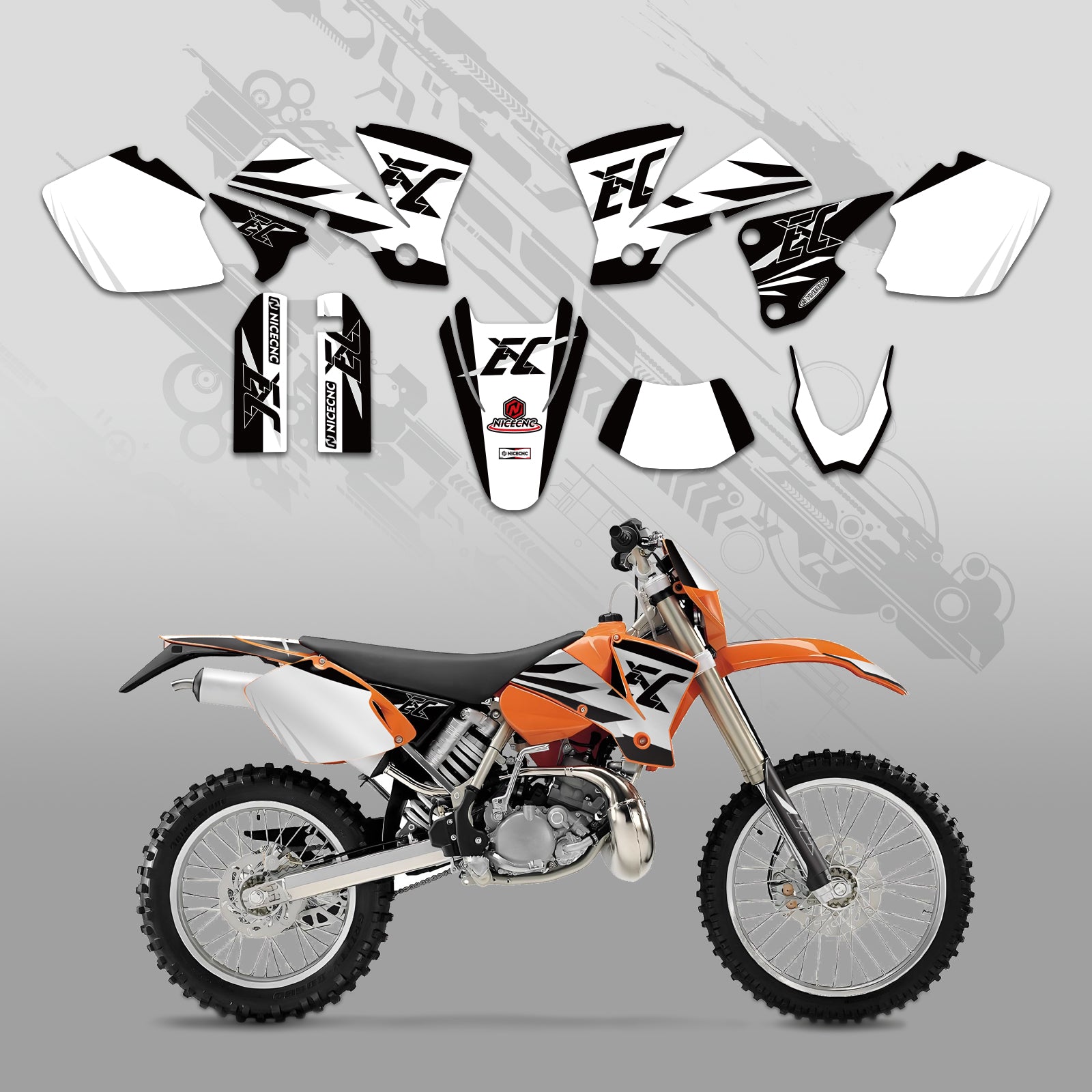 Motorrad-Vollgrafik-Dekor-Aufkleber-Kit für KTM EXC 2003