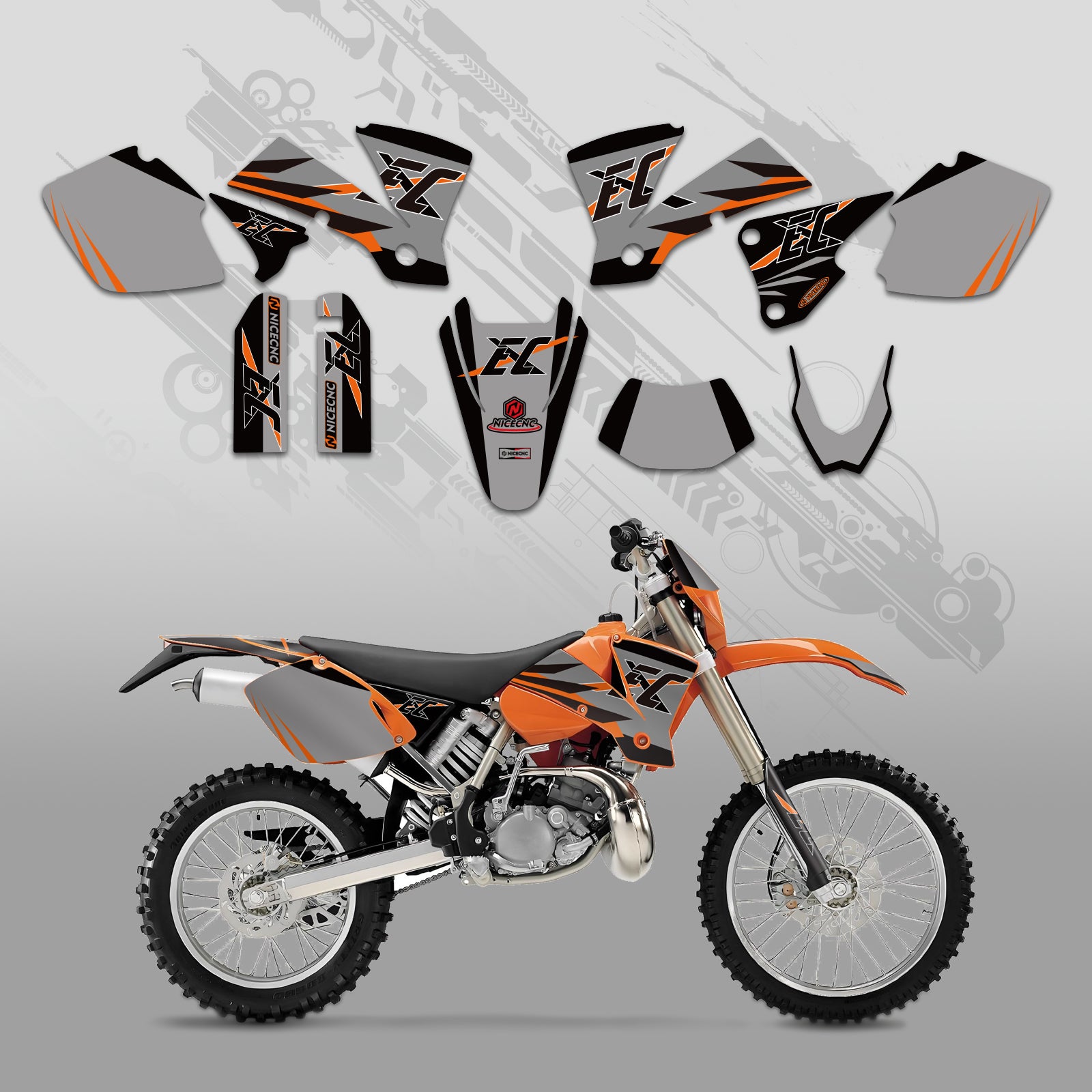 Offroad-Motorrad Vollgrafik-Dekor-Aufkleber-Kit für KTM EXC 2003