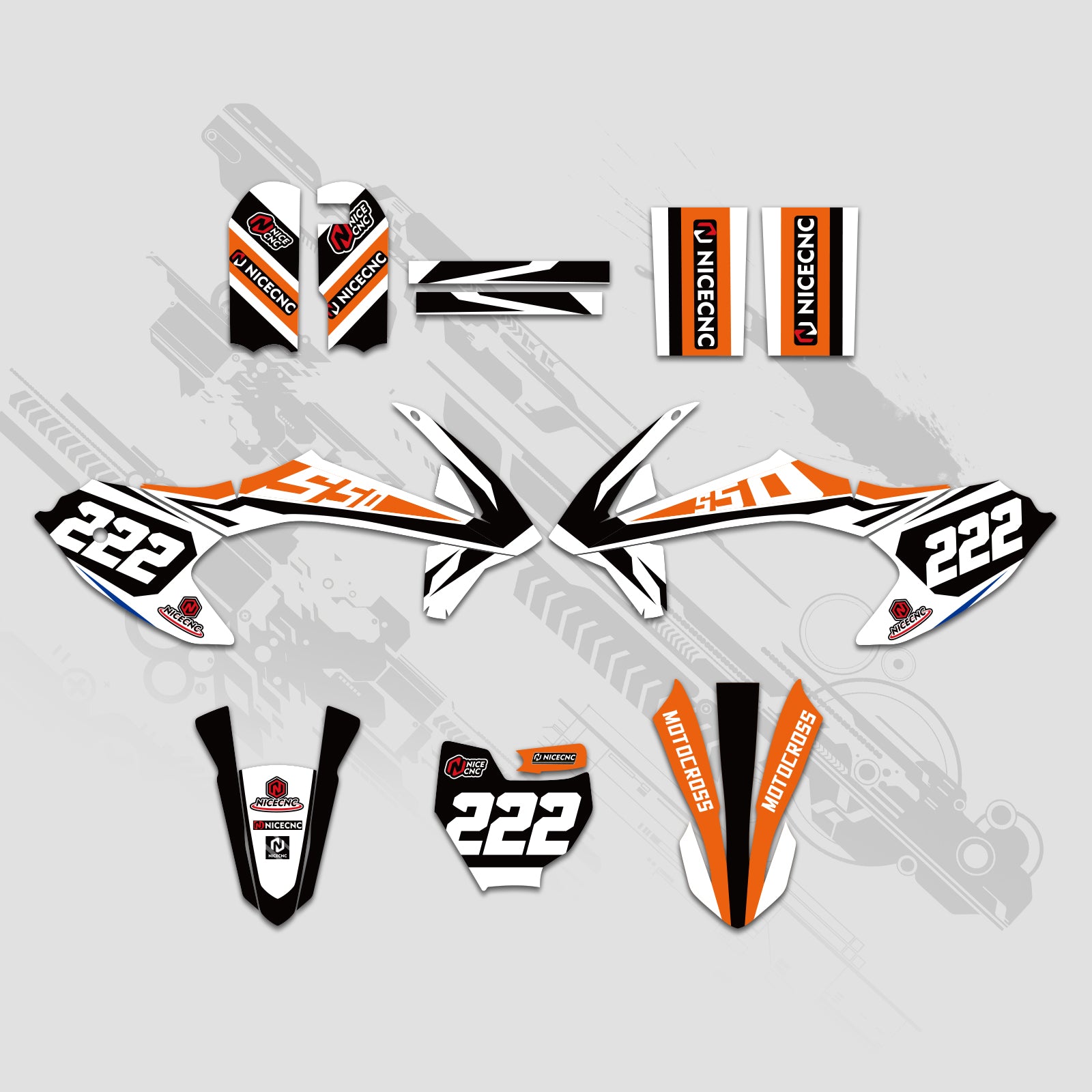 Offroad-Motorrad Vollgrafik-Dekor-Aufkleber-Kit für KTM SX50 2016-2022