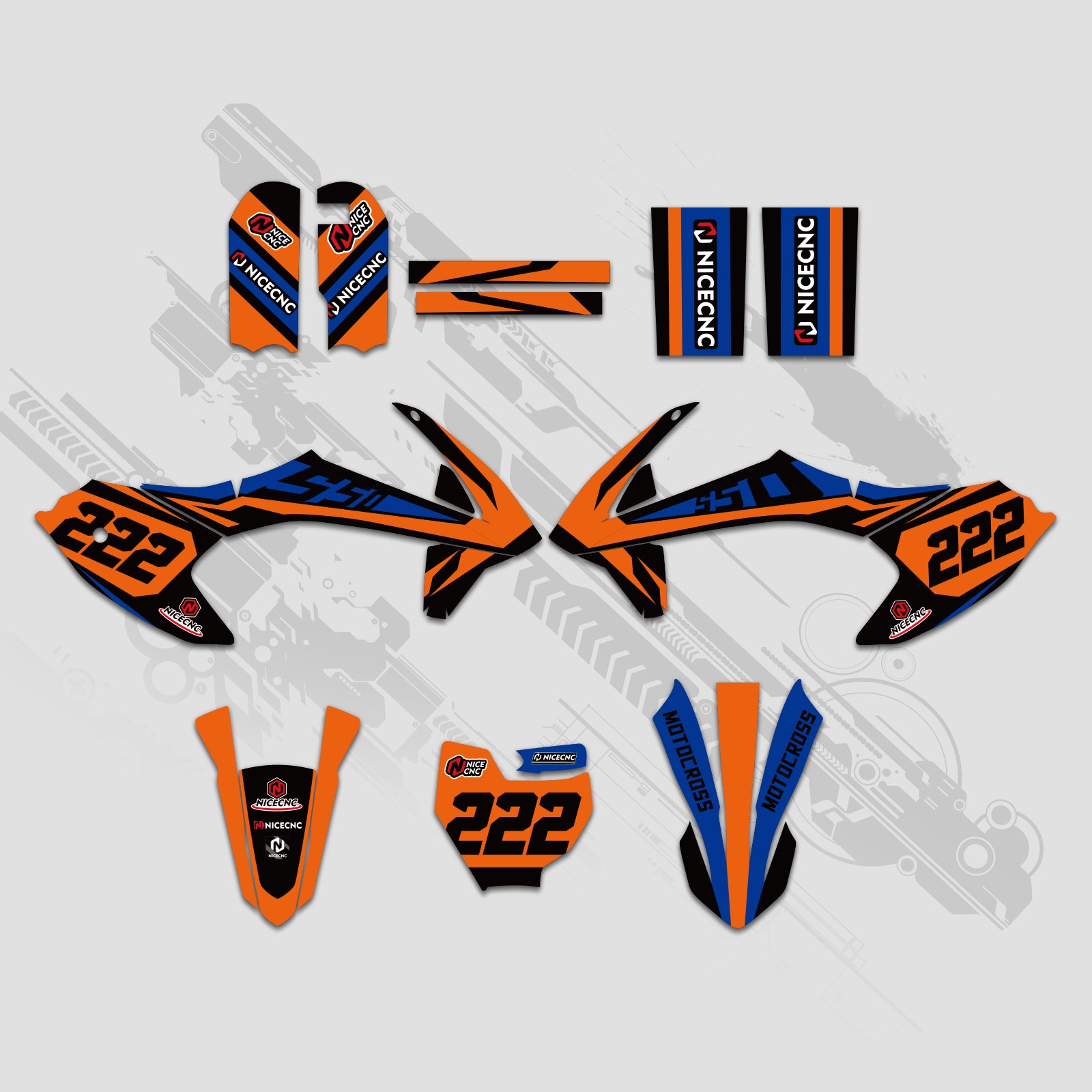 Offroad-Motorrad Vollgrafik-Dekor-Aufkleber-Kit für KTM SX50 2016-2022