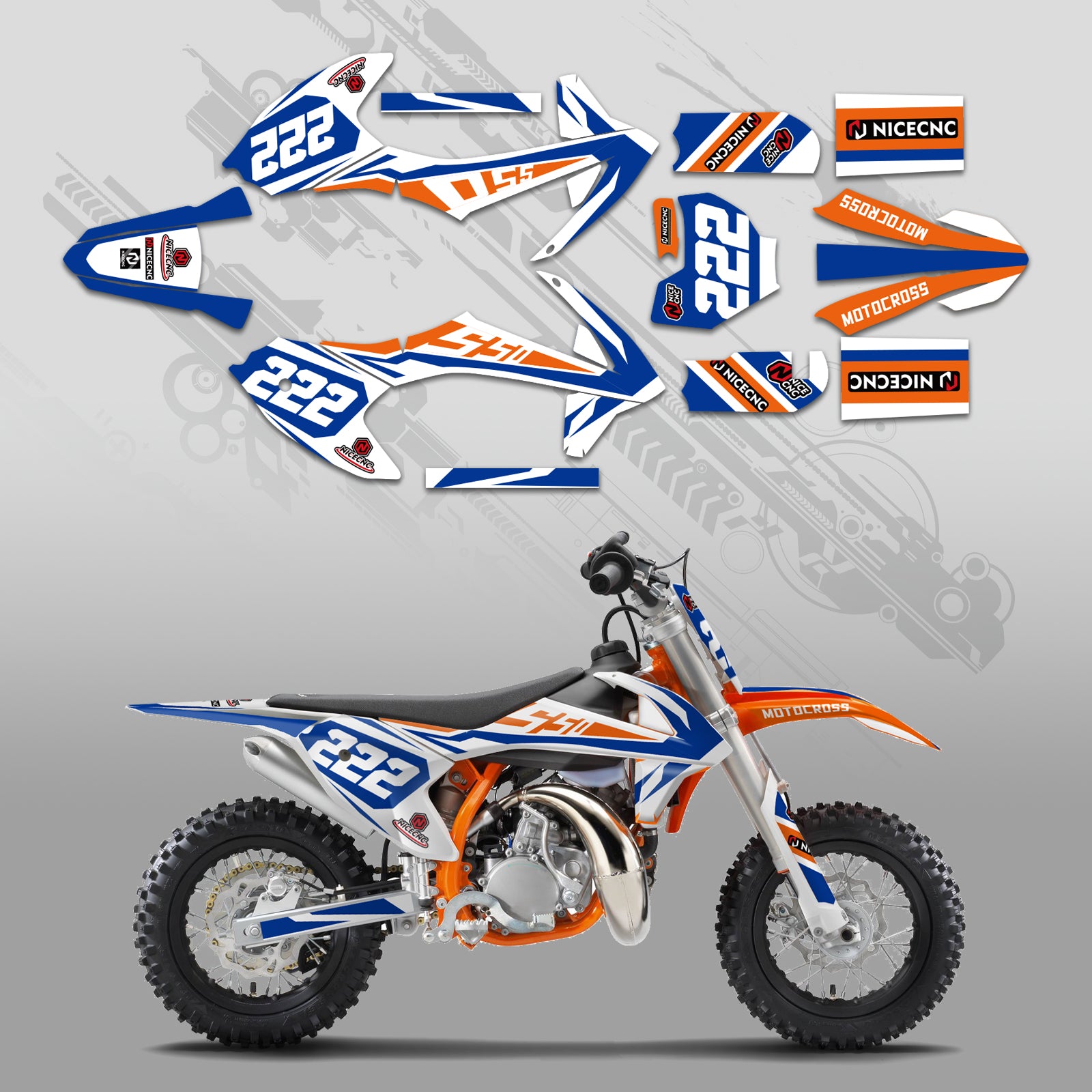 Komplettes Grafik-Dekor-Aufkleberset für KTM SX50 2016-2022