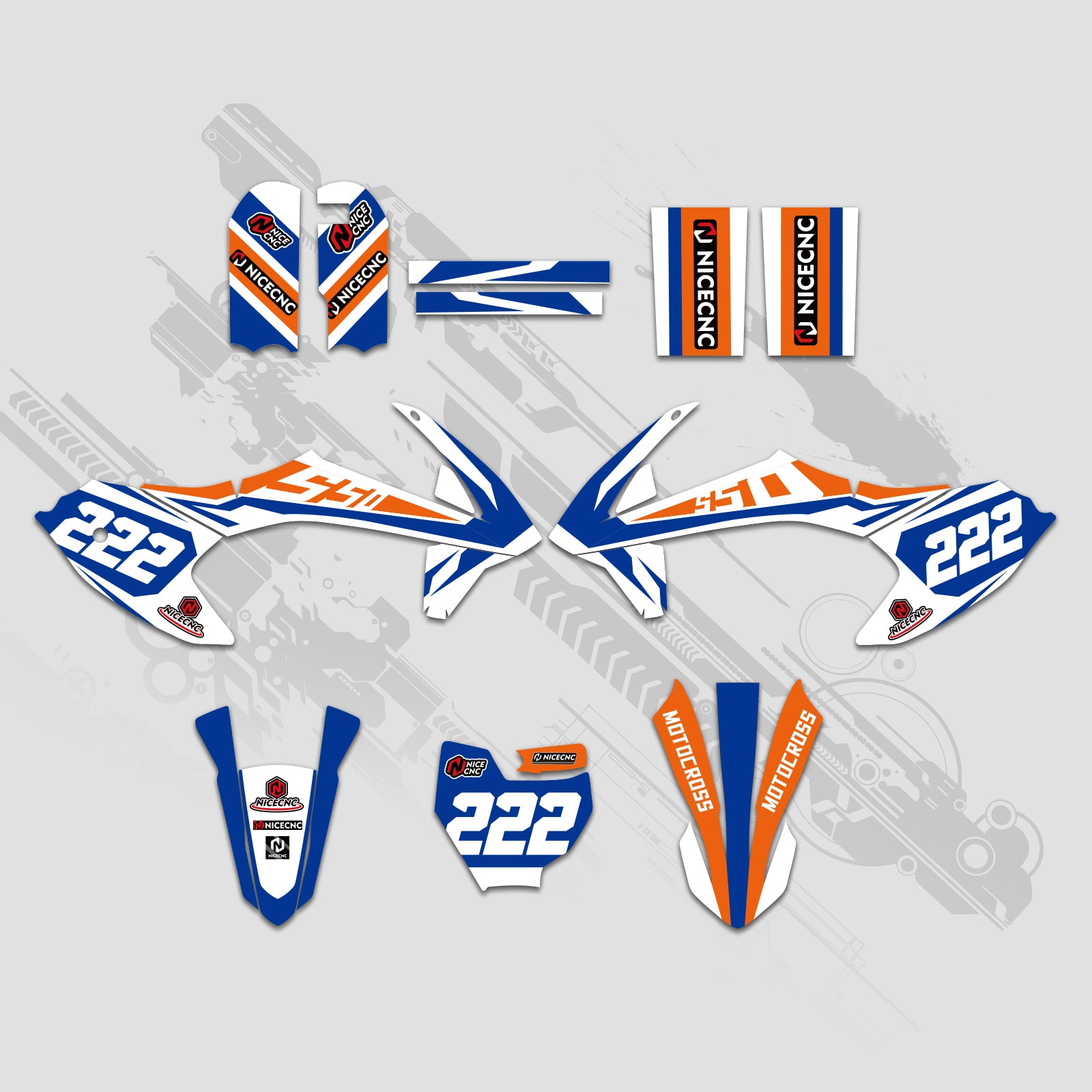 Komplettes Grafik-Dekor-Aufkleberset für KTM SX50 2016-2022