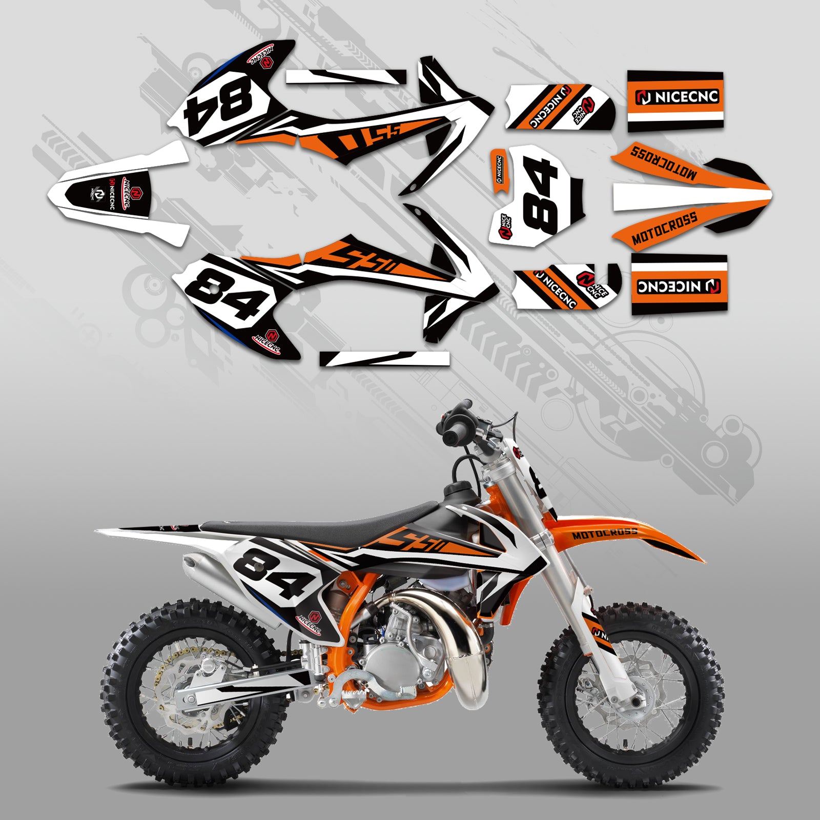 Komplettes Grafik-Dekor-Aufkleberset für KTM SX50 2016-2022