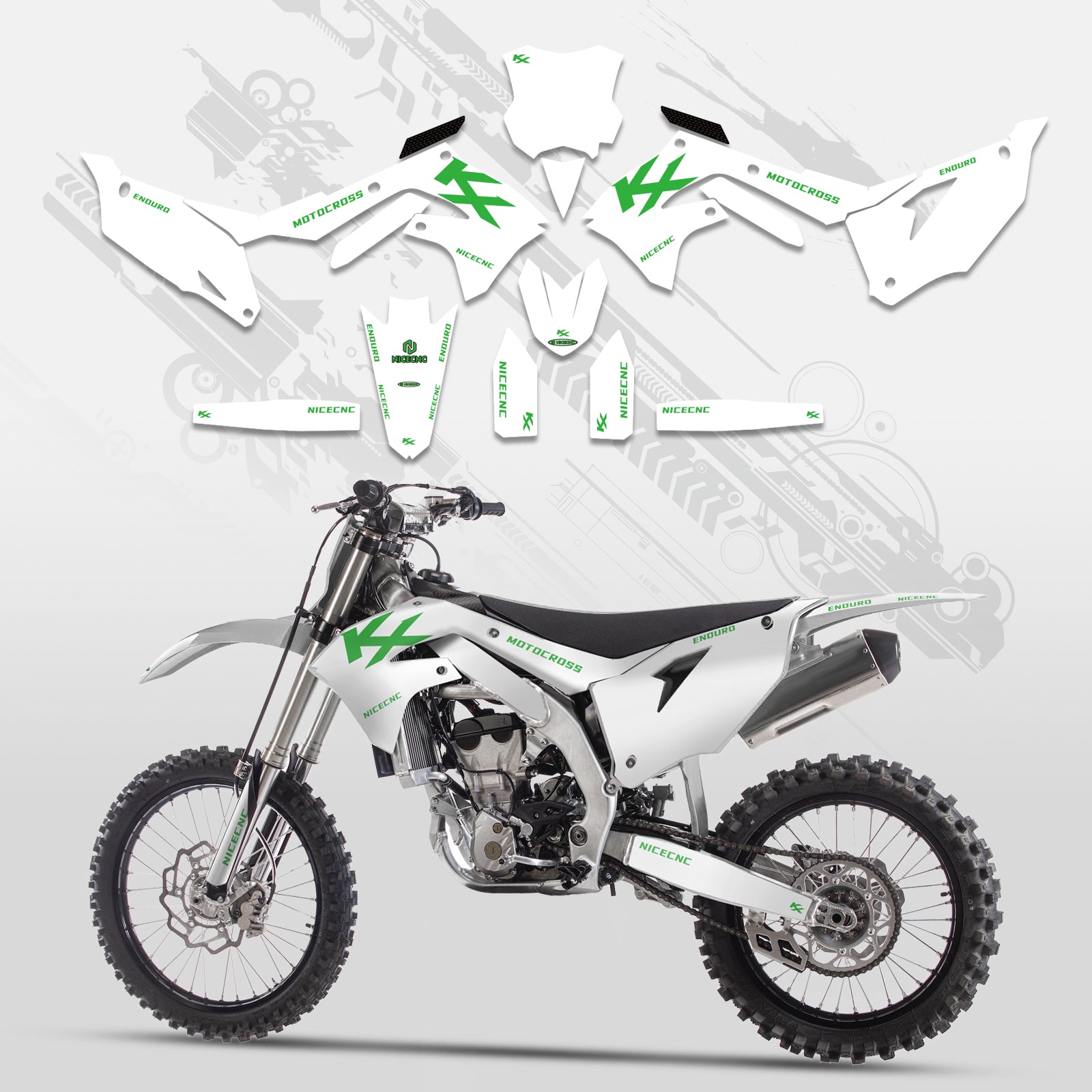 Motorrad Komplett-Graphics Aufkleber-Set für Kawasaki KXF250 2021-2023 KX450F 2019-2023