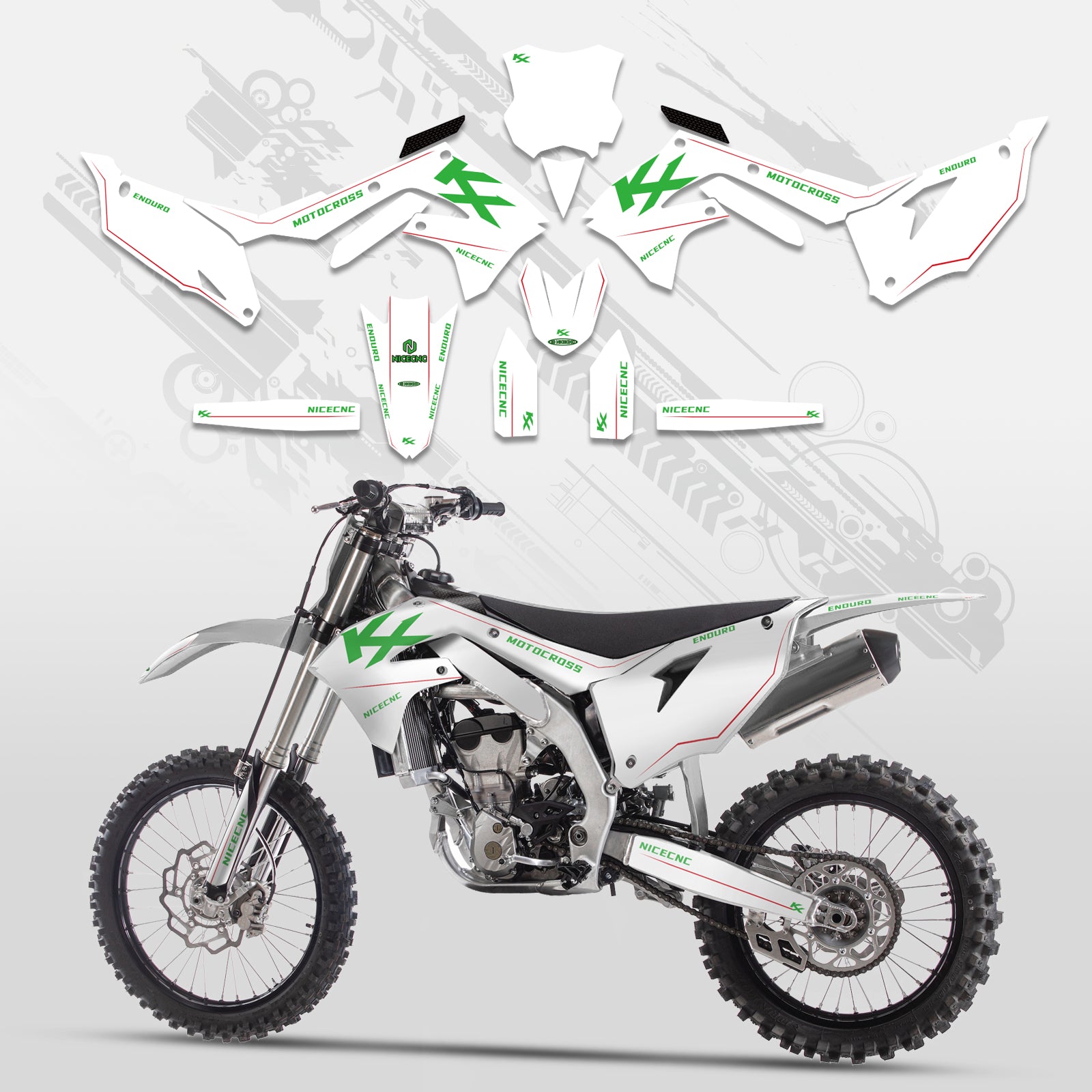 Motorrad Komplett-Grafik Aufkleber-Set für Kawasaki KXF250 2021-2023 KX450F 2019-2023