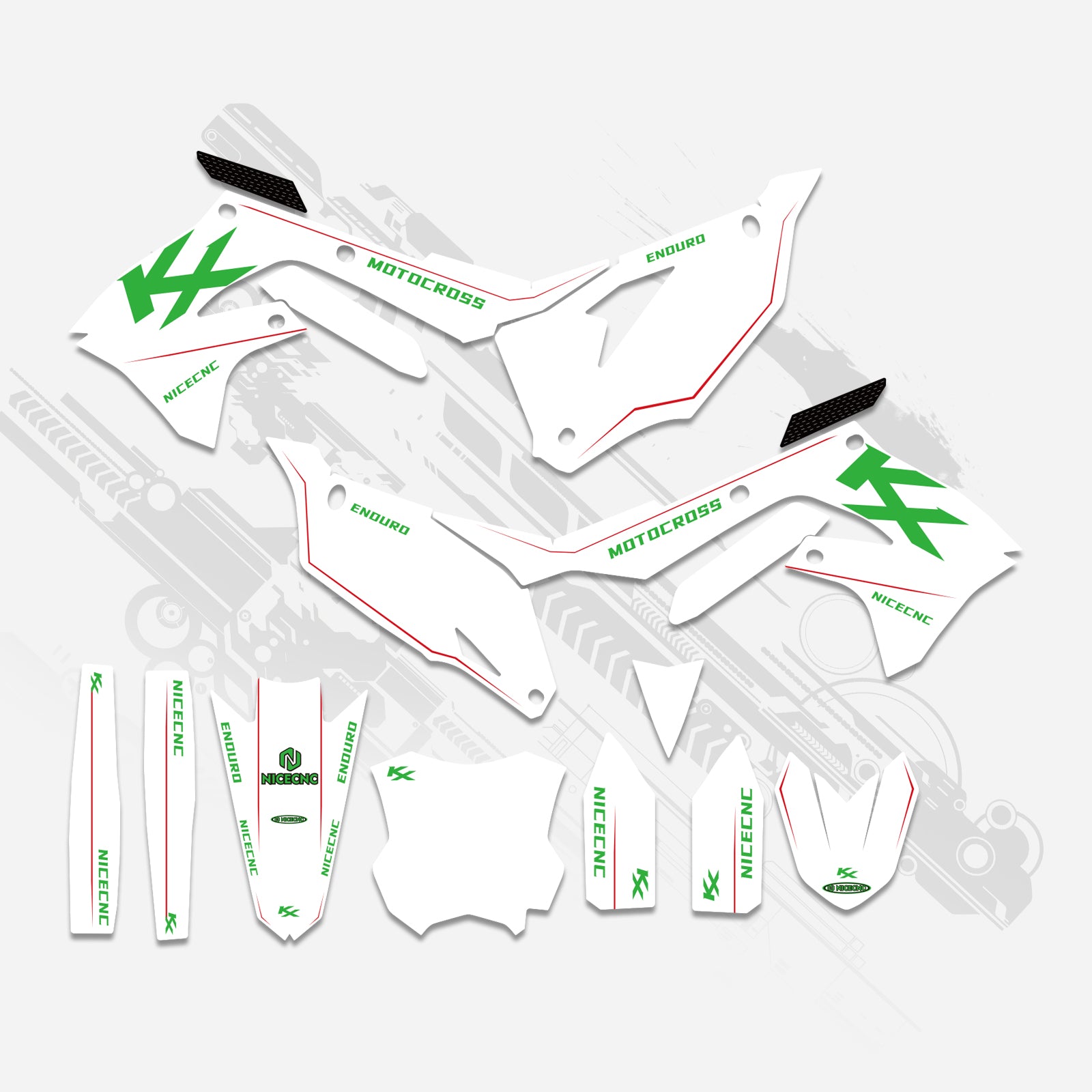 Motorrad Komplett-Grafik Aufkleber-Set für Kawasaki KXF250 2021-2023 KX450F 2019-2023