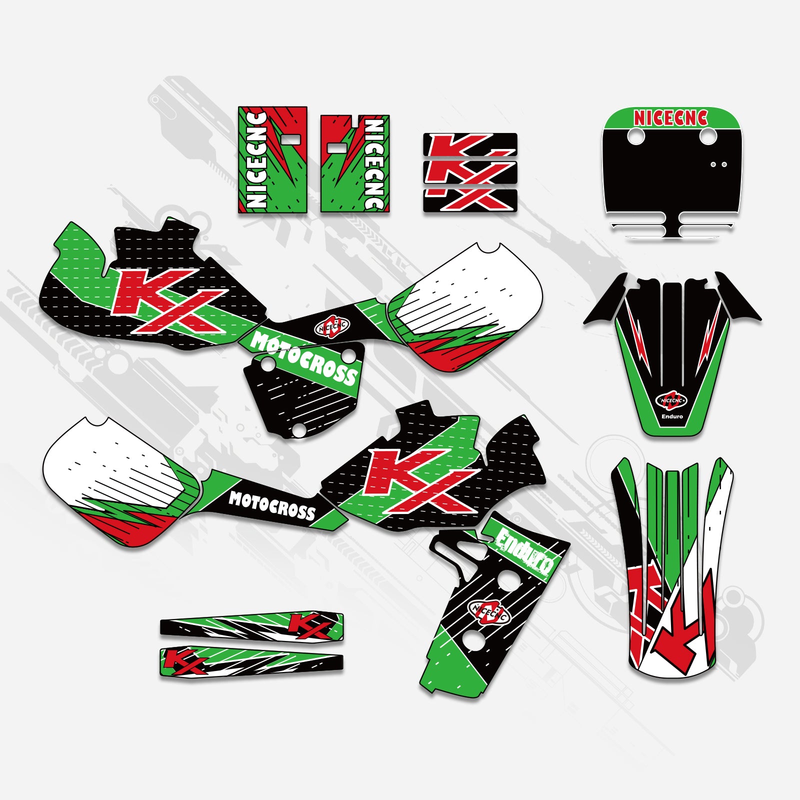 Motorrad Komplett-Grafik Aufkleber-Set für KAWASAKI KX60 1985-2004