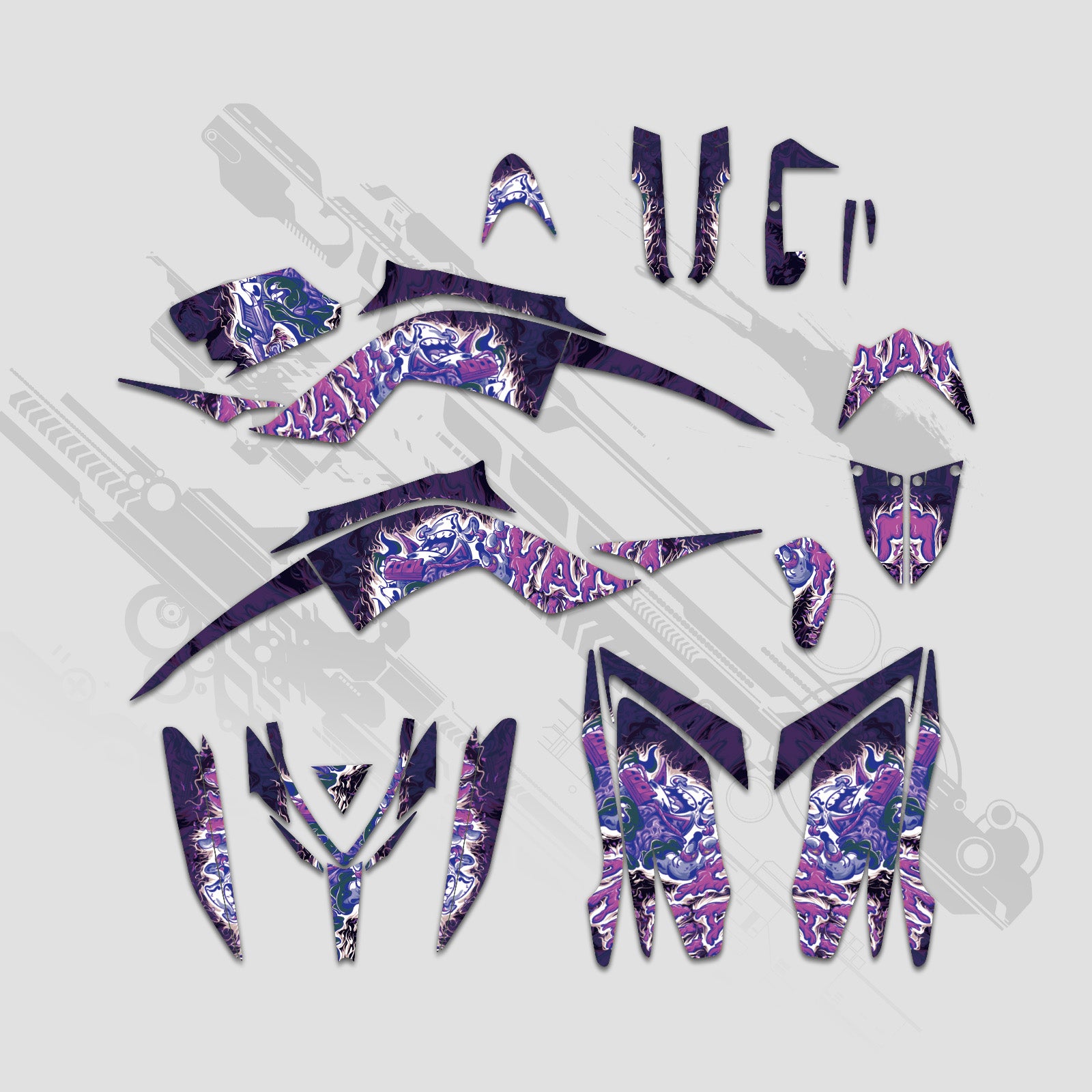 ATV Komplett-Dekor Aufkleber-Set für Yamaha Raptor 700 2013–2023