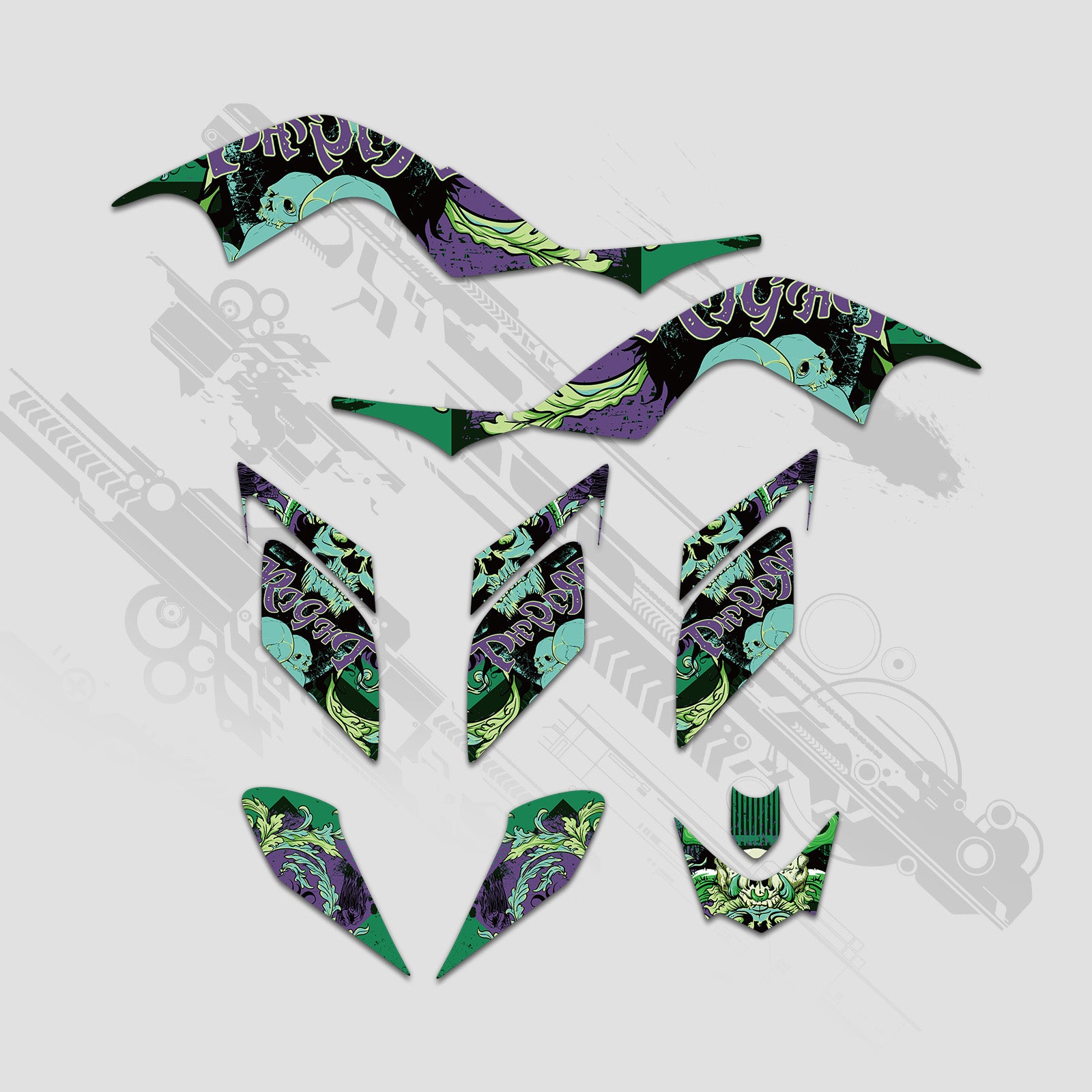 ATV Full Graphics Aufkleber Kit für Yamaha Raptor 700 2006–2012
