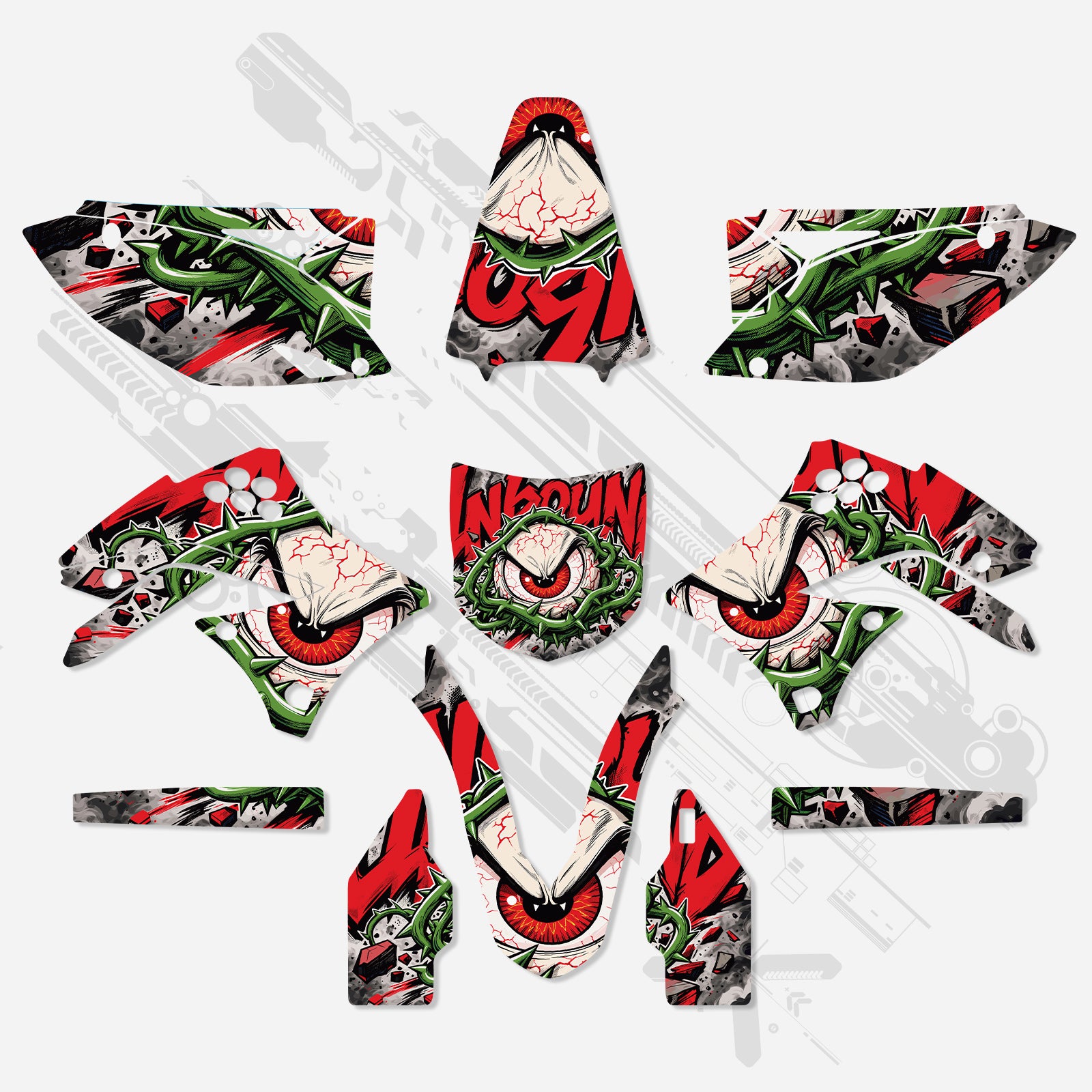 Kompletní sada grafických dekorativních samolepek pro Kawasaki KXF250 2009–2012