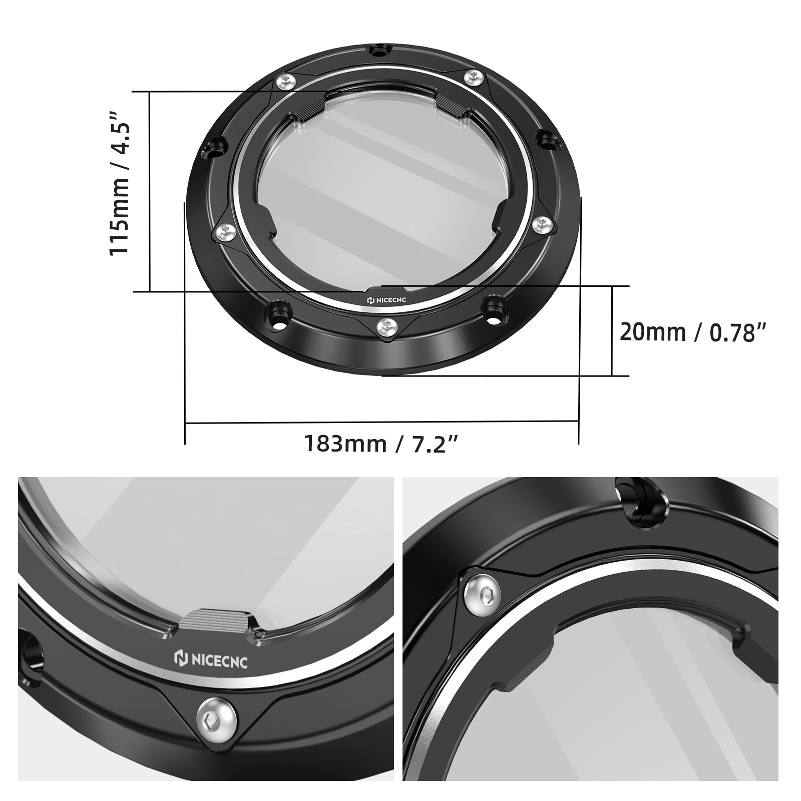 Transparente Twin Cam Derby-Abdeckung für Harley Street Glide 2006–2015 Road King 1999–2014