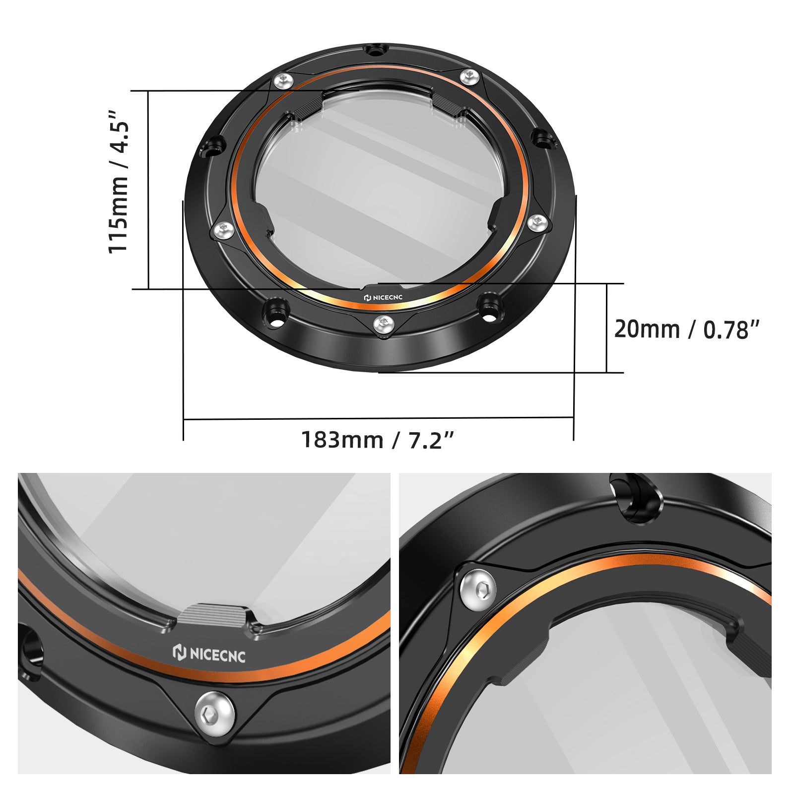 Transparente Twin Cam Derby-Abdeckung für Harley Street Glide 2006–2015 Road King 1999–2014