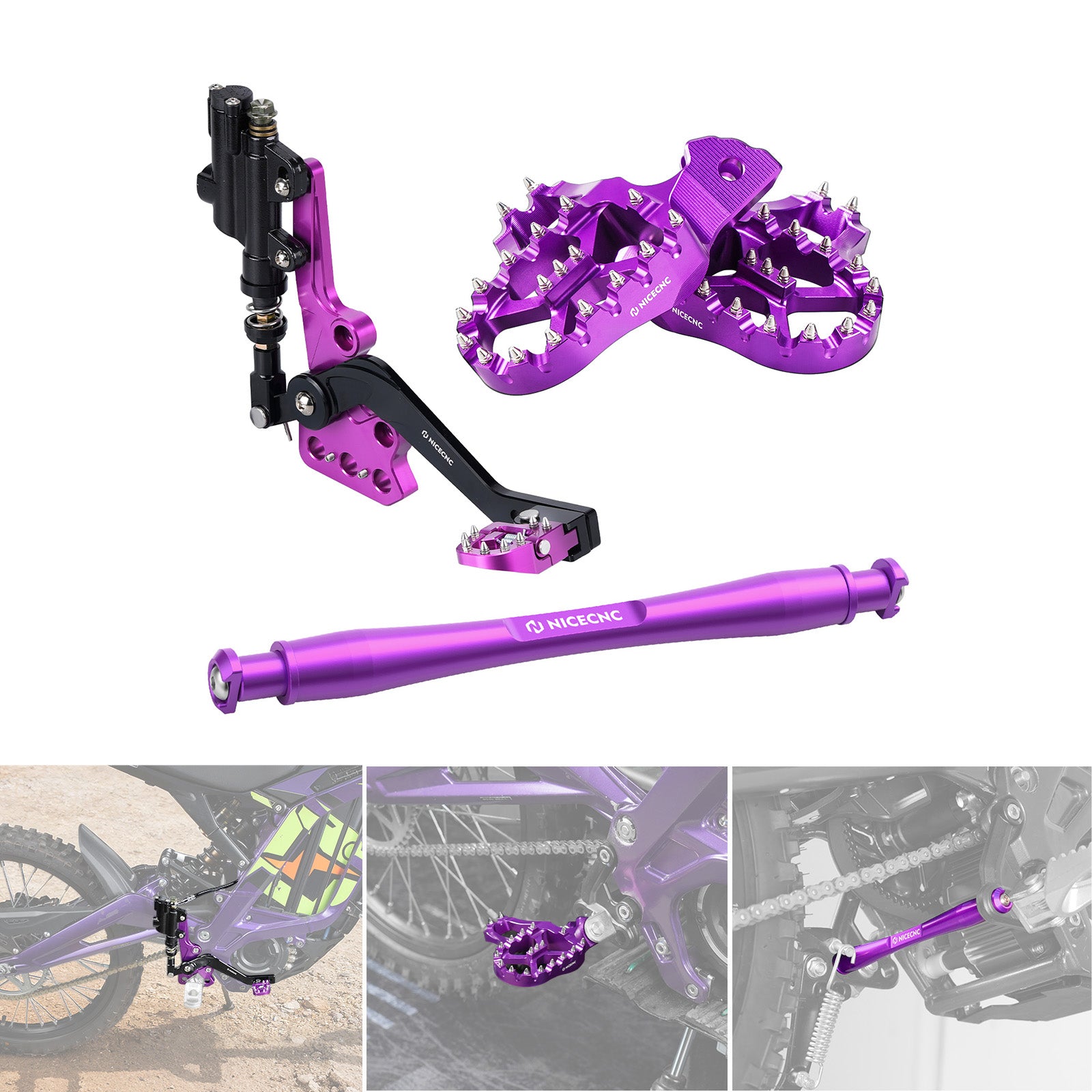 Hydraulische Hinterradbremse + verlängerte Fußstütze + Stützstrebe für Surron Light Bee X S