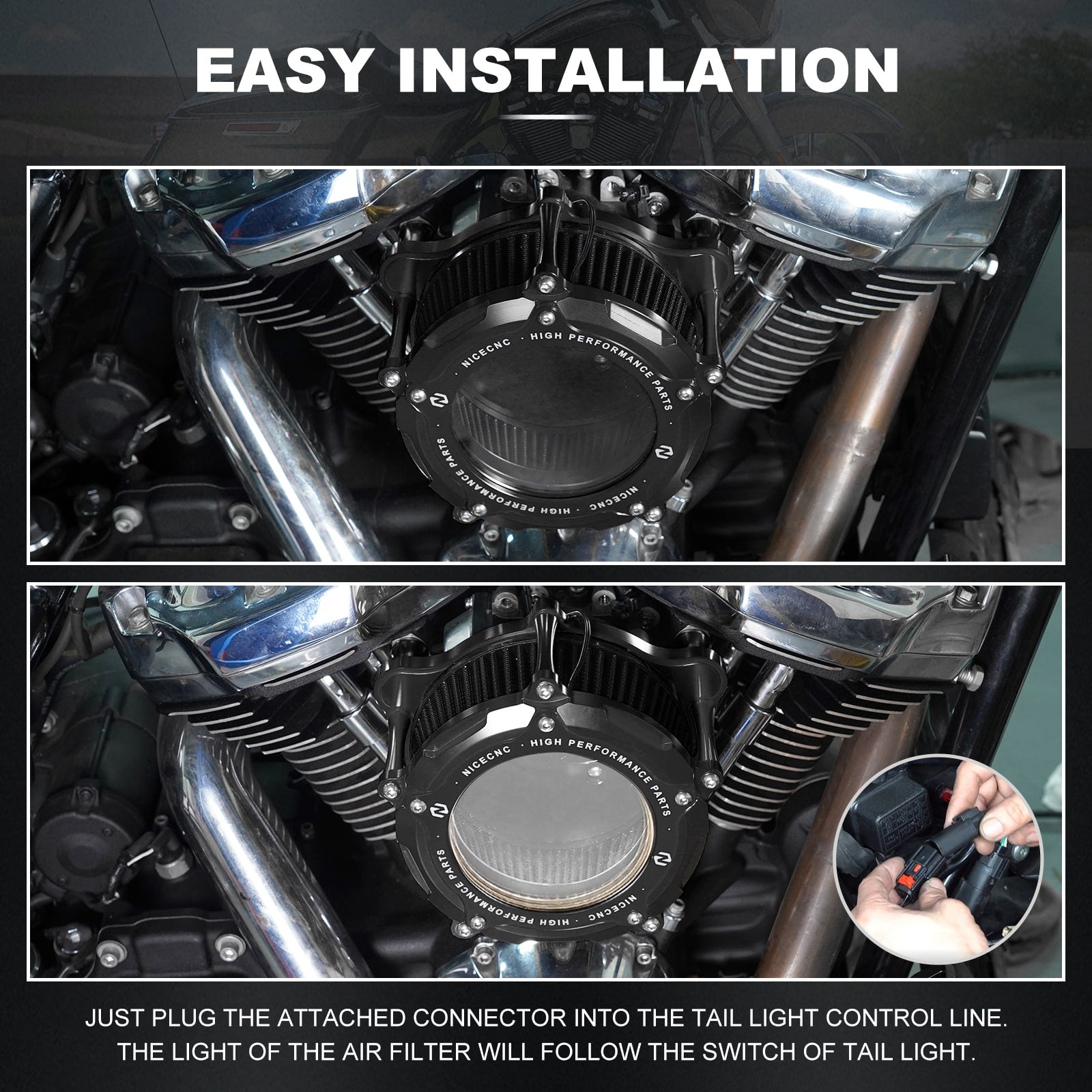 Luftausströmer mit LED-Streifen für Harley Road Glide Road King Street Glide 2017-2023