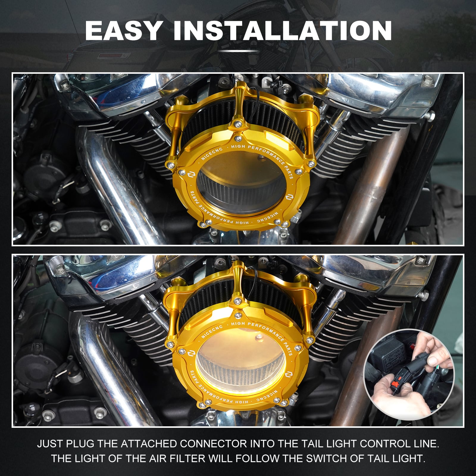Luftausströmer mit LED-Streifen für Harley Road Glide Road King Street Glide 2017-2023